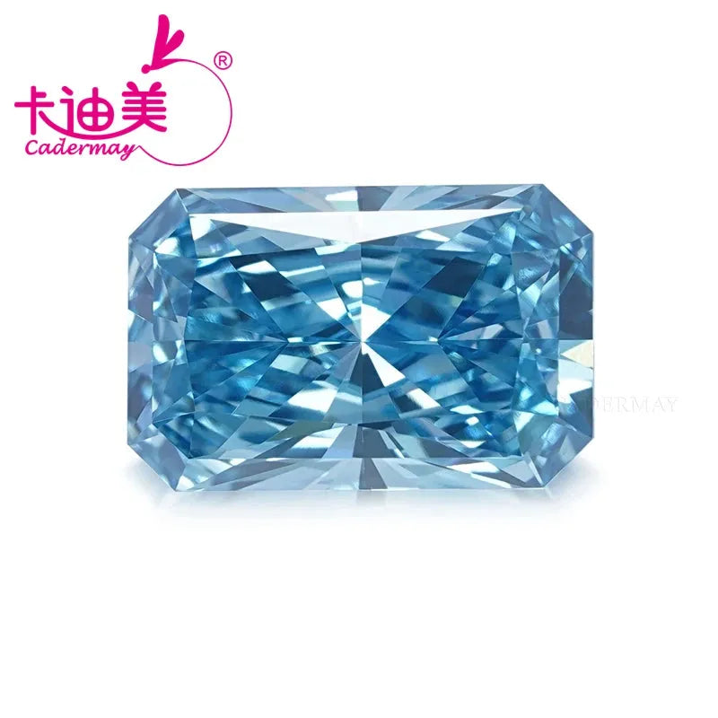 CADERMAY Radiant Cut Fancy Blue VS1 Clarity CVD Lab Grown Diamond Loose Stone - Premium Gemstone for Wedding Jewelry Making & Engagement Rings | Perfect for Custom Fine Jewelry, Anniversary Gifts & Bridal Accessories