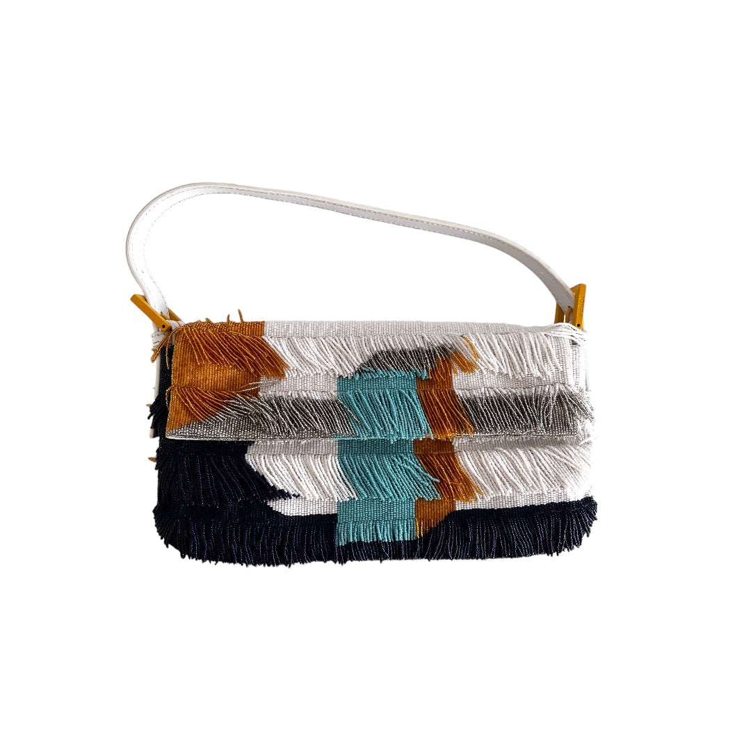 Vintage Fendi Runway Tassel Beaded Baguette Bag - Authentic Designer Handbag for Women | Perfect for Evening Parties, Weddings & Special Occasions