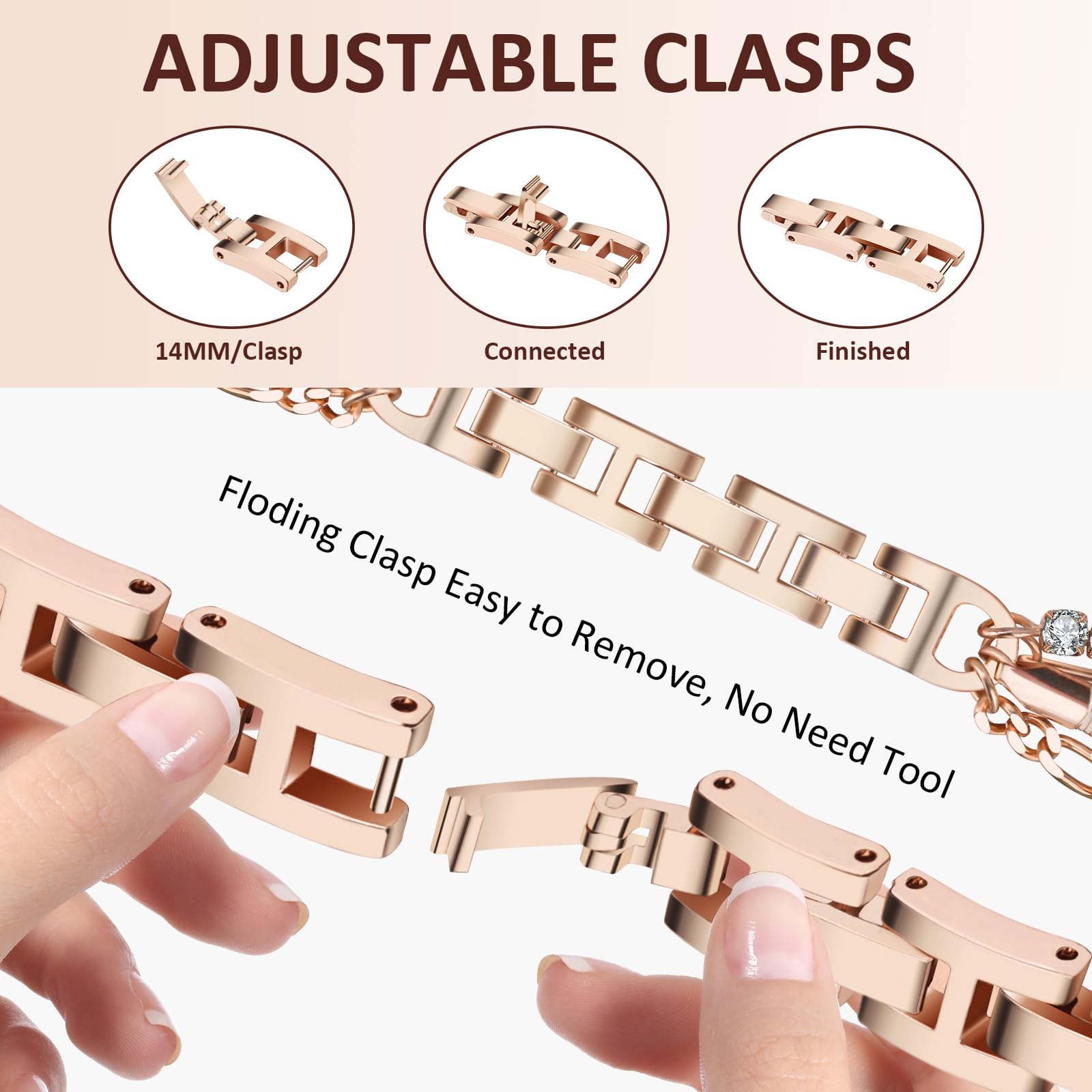 V-MORO Apple Watch Band 38mm 40mm 41mm 42mm 44mm 45mm - Women's Slim Metal Chain Bracelet Compatible with iWatch Series 9/8/7/SE/6/5/4/3/2/1 - Elegant Bling Jewelry Replacement Strap for Work, Party & Daily Wear
