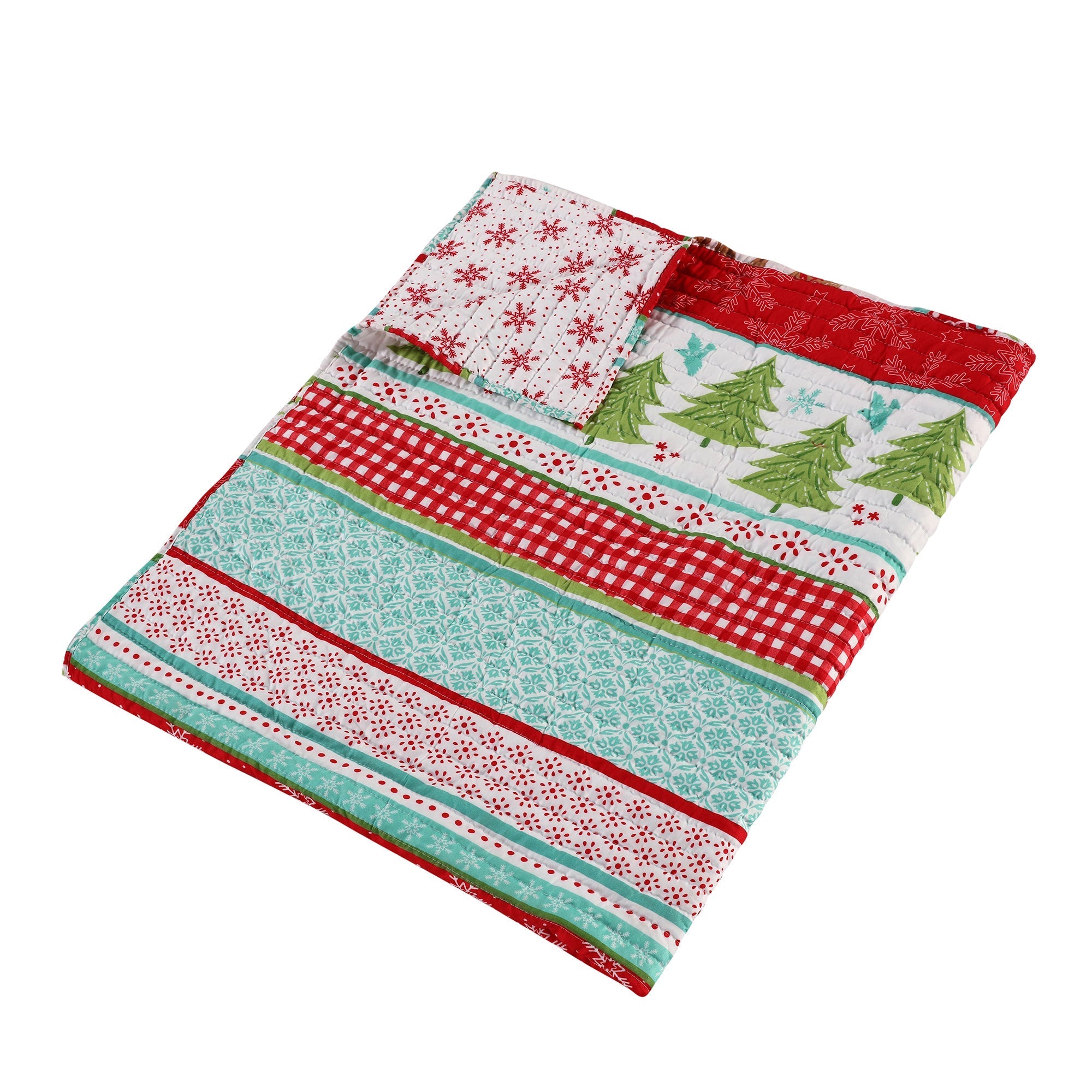 Let It Snow Quilted Throw Blanket - Cozy Winter Plaid Fleece Bedspread for Couch, Sofa & Bed - Perfect for Christmas Decor, Gift & Home Warmth