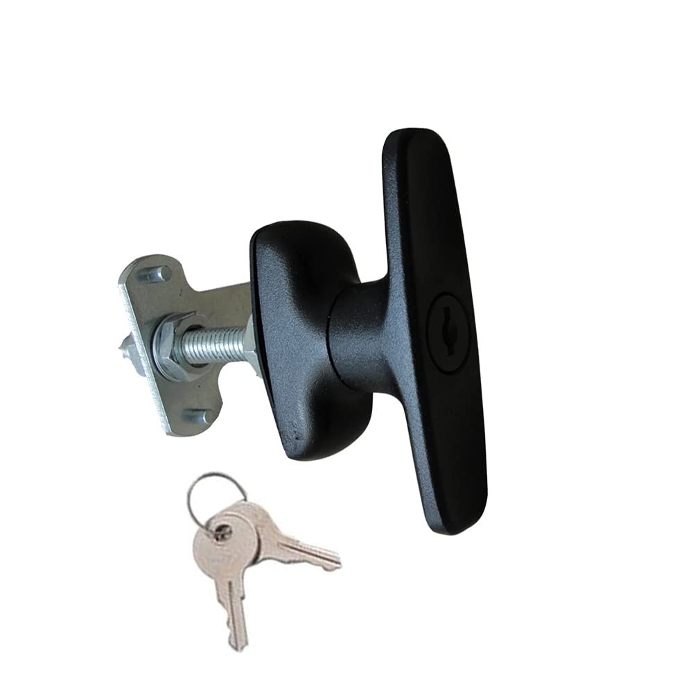 2PCS Heavy Duty T-Handle Lock Latch Kit - Secure Shed Door, Truck Cabinet, Garage & Camper Shell with Keys | Weatherproof Metal Lock for Outdoor Storage & RV Security