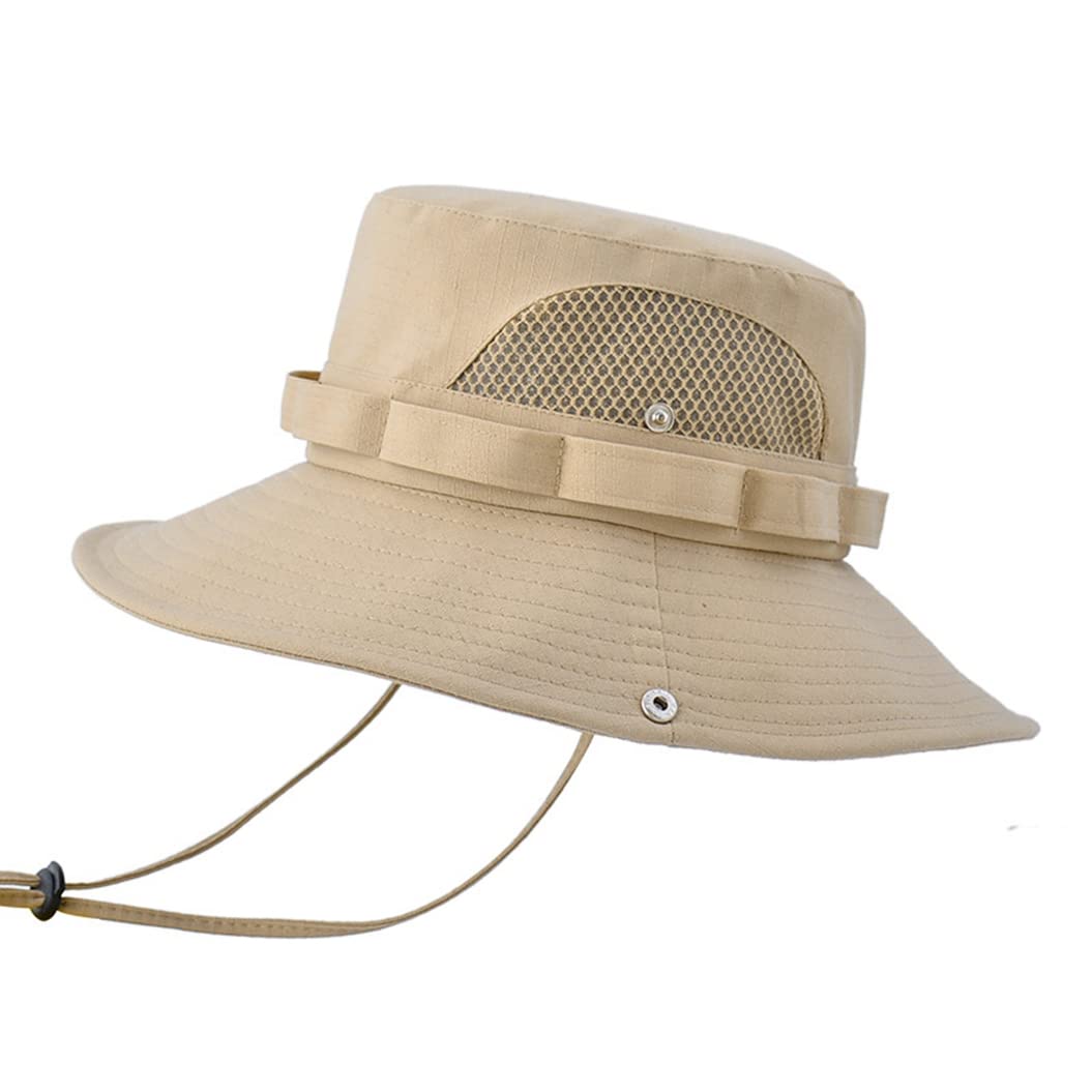 Unisex Summer Sun Visor Bucket Hat - Cotton Wide Brim Breathable Sun Hat for Outdoor Activities - Foldable Mesh Panama Boonie Cap for Beach, Hiking & Travel