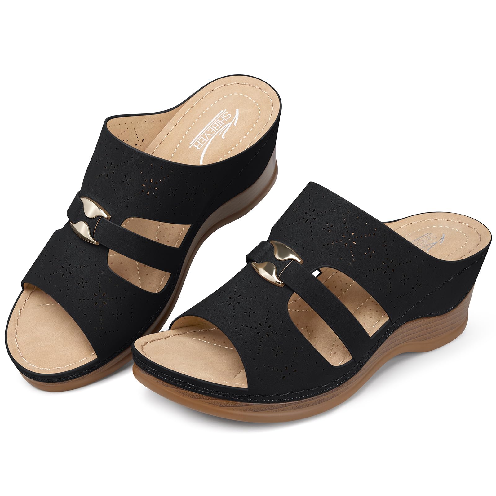Women's Hollow Out Slip-On Wedge Sandals - Comfortable Platform Summer Casual Walking Shoes for Beach, Vacation & Everyday Wear | SHIBEVER