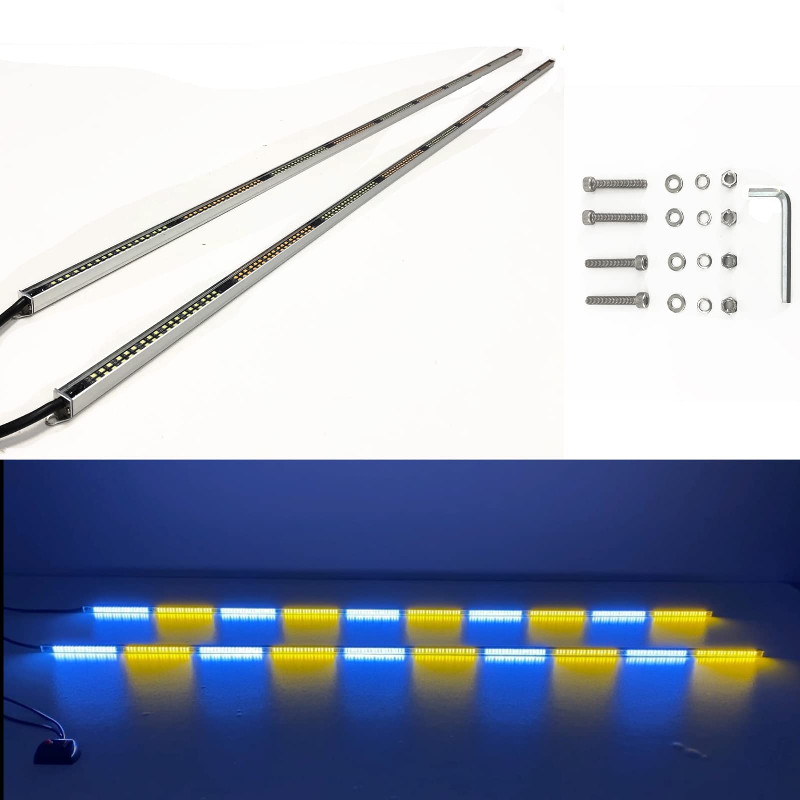 Dual Row LED Running Board Lights with Strong Magnets - Waterproof Car Emergency & Towing Lights (2 Pack, 59