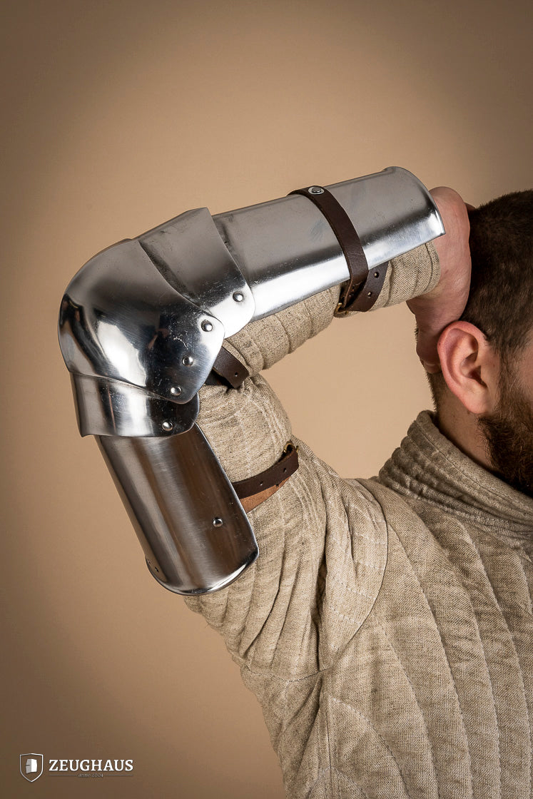 14th Century Medieval Arm Armor - 1.6mm Polished Steel Gauntlet for LARP, Cosplay & Historical Reenactment