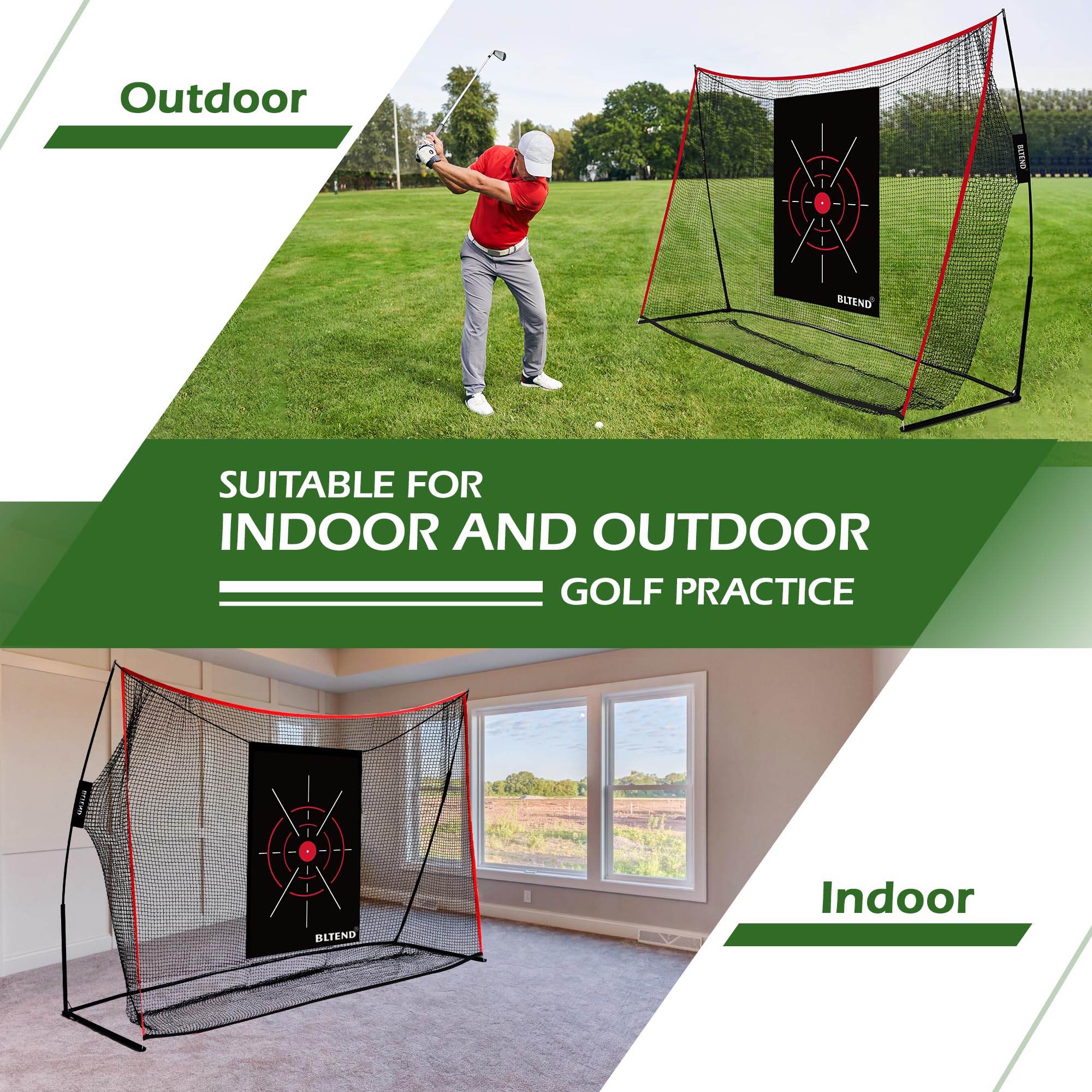 Premium 10x7ft Golf Practice Net for Backyard & Driving Range - Heavy Duty Golf Hitting Net with Tri-Turf Mat - Indoor/Outdoor Golf Training Equipment - Perfect Gift for Golfers & Men - Ideal for Backyard Practice, Driving Range Sessions & Home Golf Training