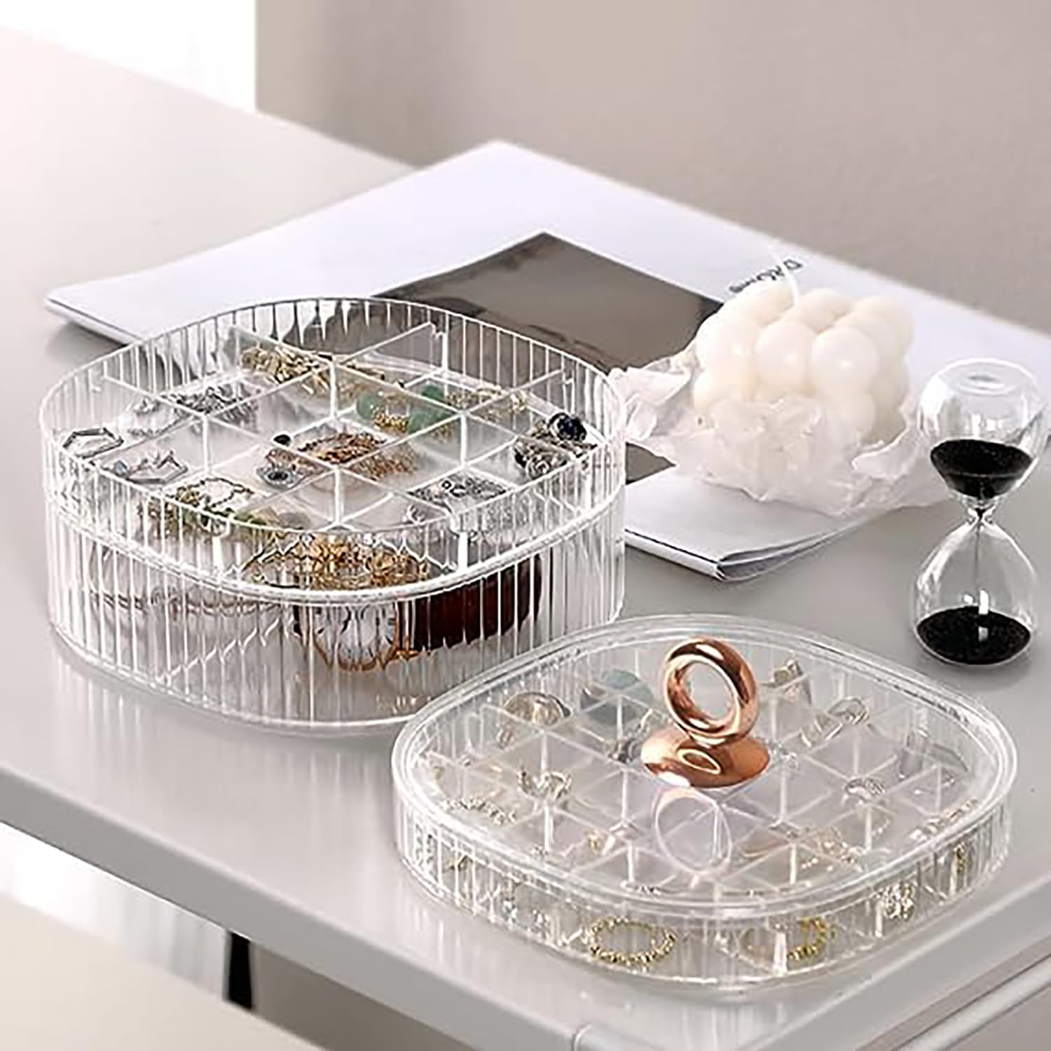3-Layer Clear Acrylic Jewelry Organizer Box with Handle - Jewelry Storage & Makeup Organizer for Women & Girls - Perfect for Travel, Home Vanity & Gift Giving