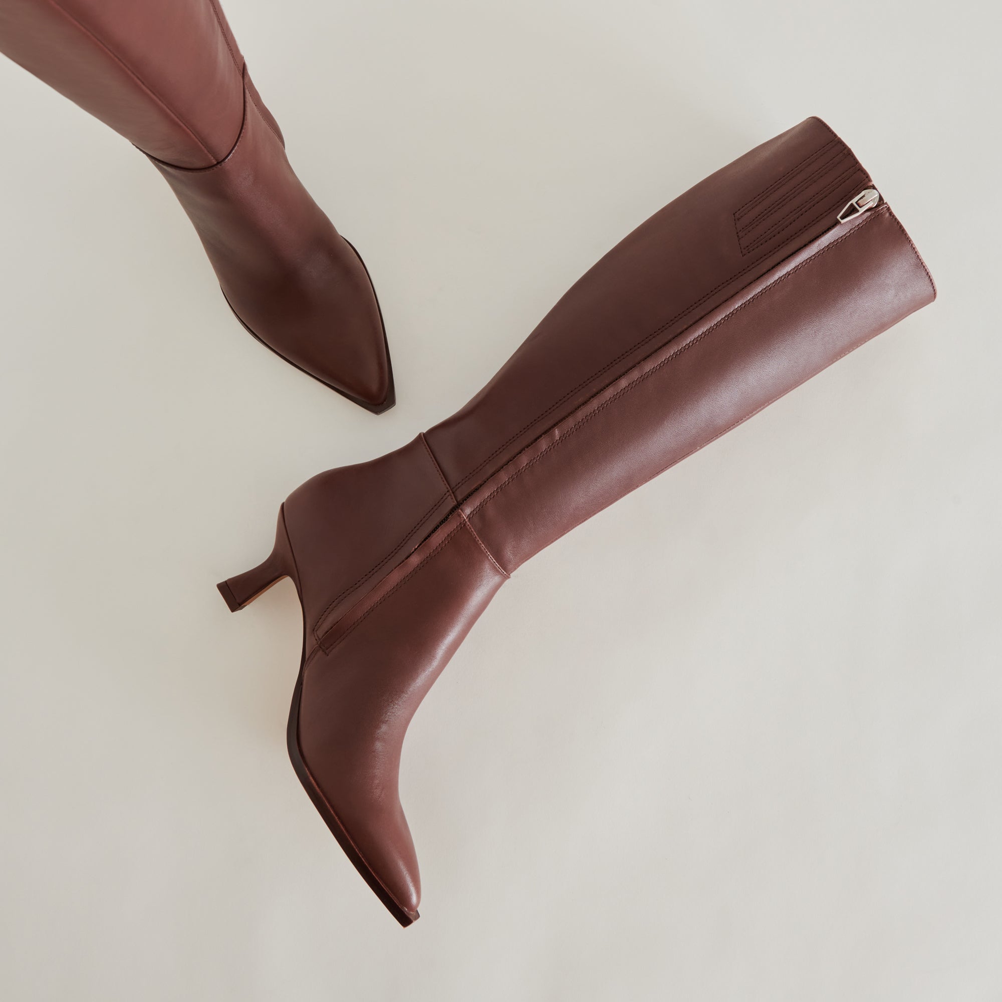 AUGGIE Wide Calf Boots for Women - Chocolate Brown Leather Mid Calf Boots - Comfortable & Stylish for Fall, Winter & Casual Outfits