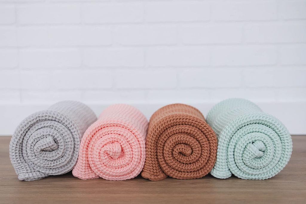 Soft & Breathable Waffle Knit Baby Blanket - 43x43 Inch Gender Neutral Cotton Swaddle, Stroller & Toddler Blanket - Perfect for Nursery, Travel & Outdoor Adventures (Cinnamon)