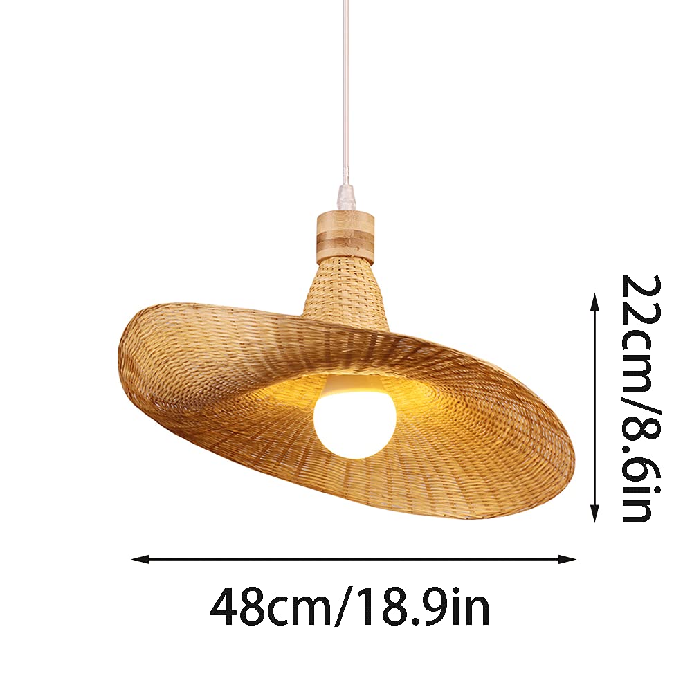 CHENKUI Natural Woven Bamboo Chandelier - Modern Geometric Pendant Light with E26/E27 Base, Handcrafted Weave Design for Living Room, Dining Room, Hallway & Stairway | Perfect for Boho, Farmhouse & Coastal Home Decor