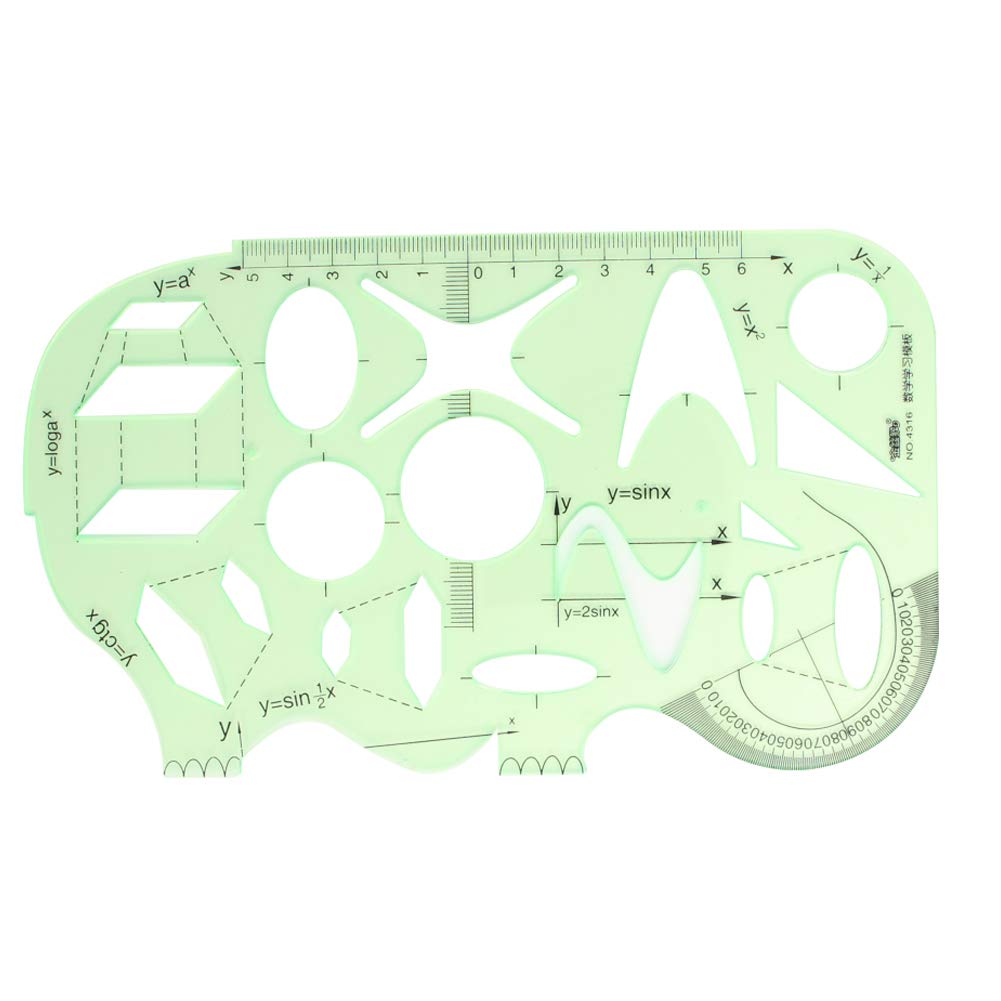 Utoolmart Clear Green Plastic Measuring Templates - Geometric Drawing Rulers for Office, School & Construction - 1PC Building Formwork Template for Architects, Engineers & Students - Perfect for Drafting, DIY Projects & Technical Drawings