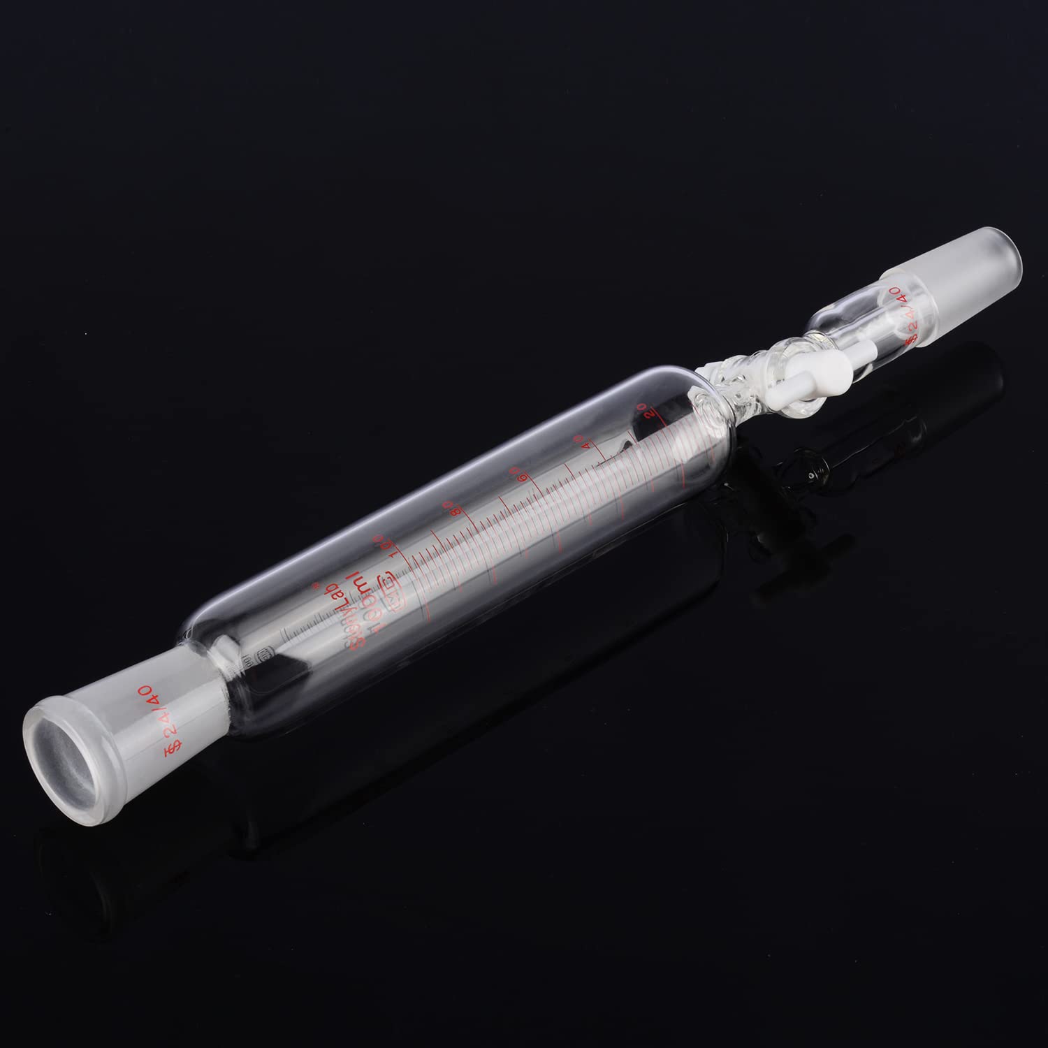 Stonylab 100ml Borosilicate Glass Pressure Equalizing Addition Funnel with PTFE Stopcock, 24/40 Joint Graduated Dropping Funnel for Chemistry Lab Experiments - Perfect for Precise Liquid Transfer in Distillation & Titration Processes