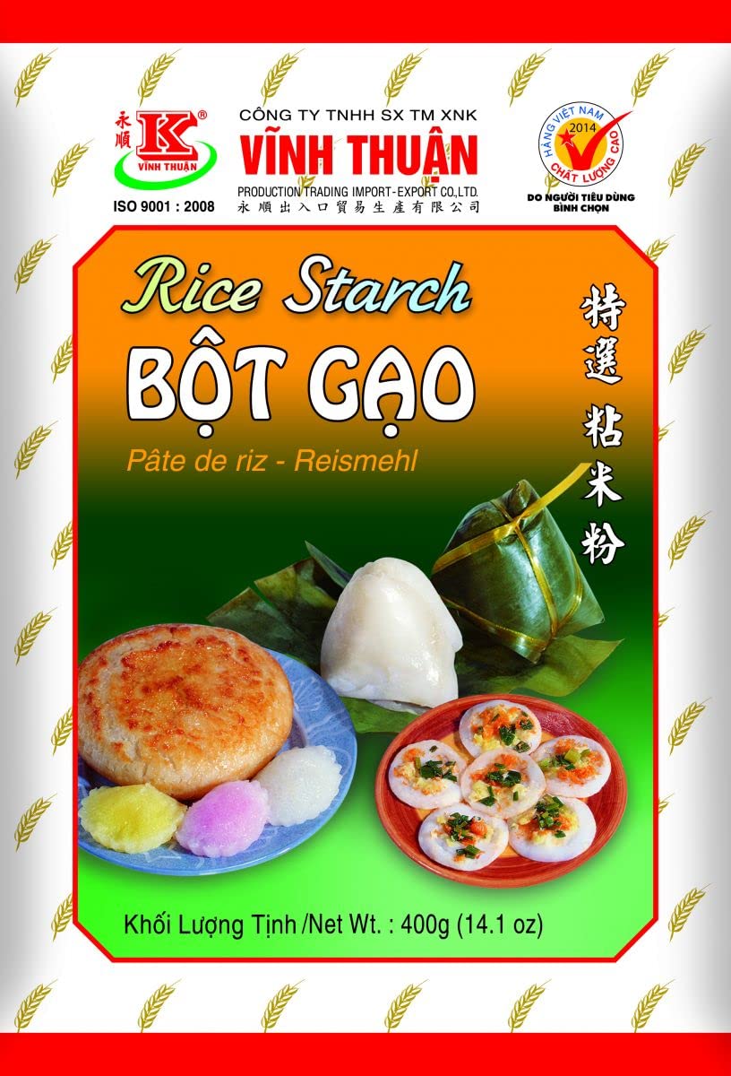 Vinh Thuan Rice Starch - Gluten Free Bot Gao - 14.1 oz (Pack of 3) - Perfect for Baking, Cooking & Asian Cuisine
