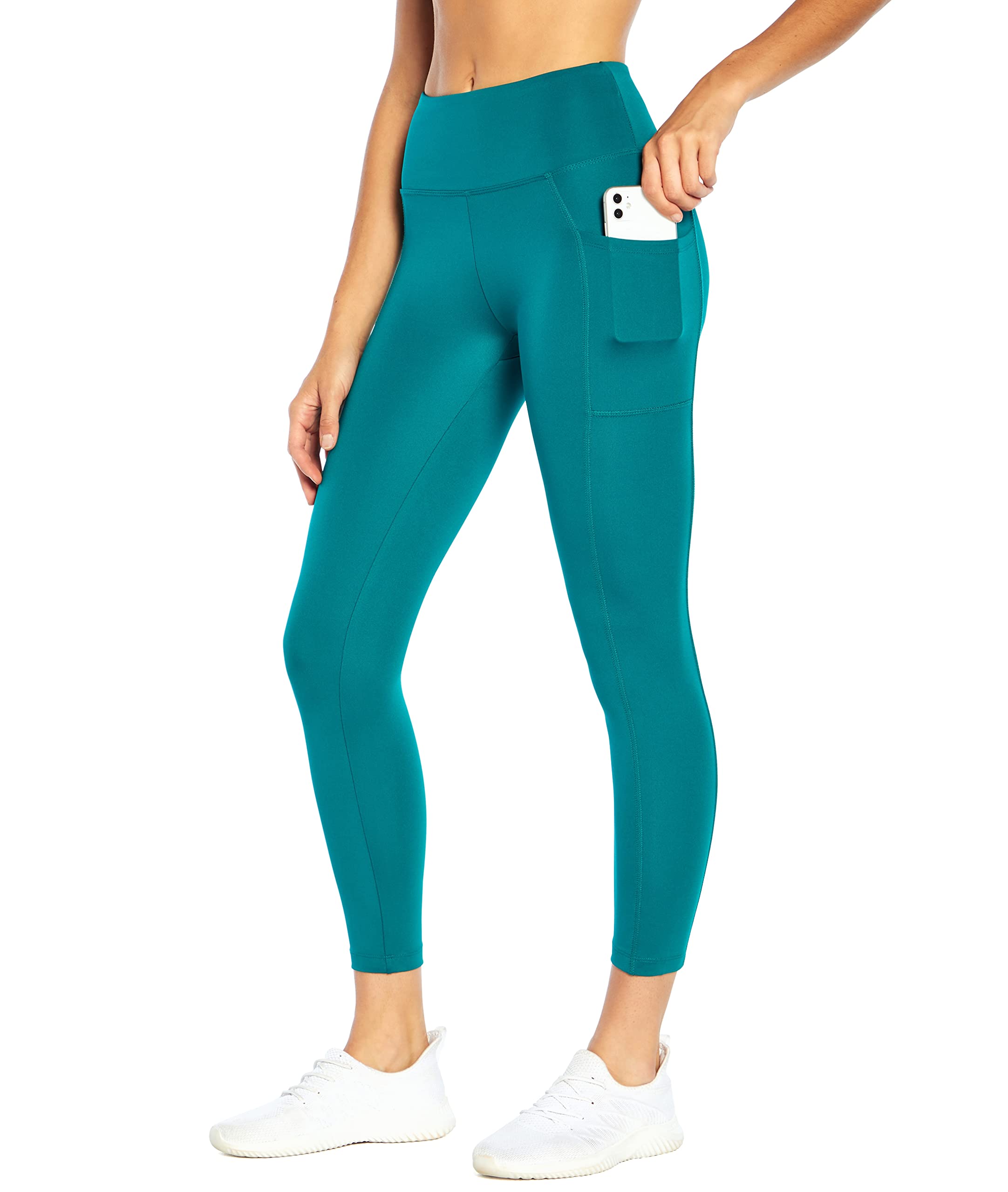 Bally Total Fitness Women's High Rise Side Pocket Ankle Leggings - Workout, Yoga & Running Activewear for Women