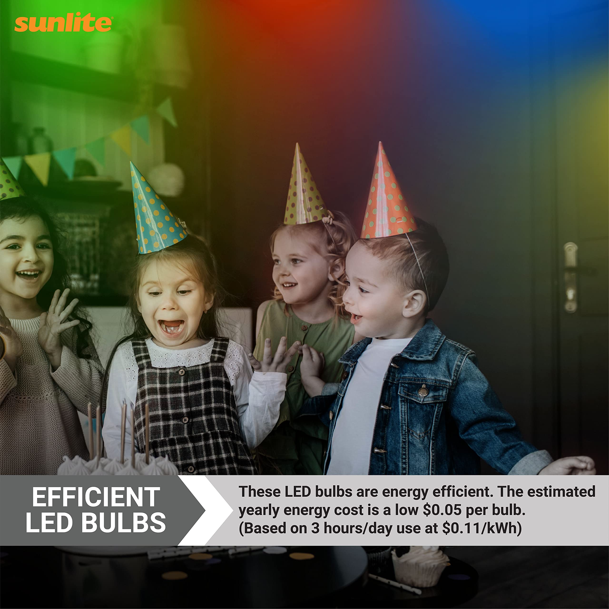 Sunlite 80702 LED C7 Holiday Decorative Light Bulb - 0.4W E12 Candelabra Base, Faceted Christmas Lights - Red (6 Pack) for Indoor/Outdoor Decor, Tree, Mantel & Nightlight Use