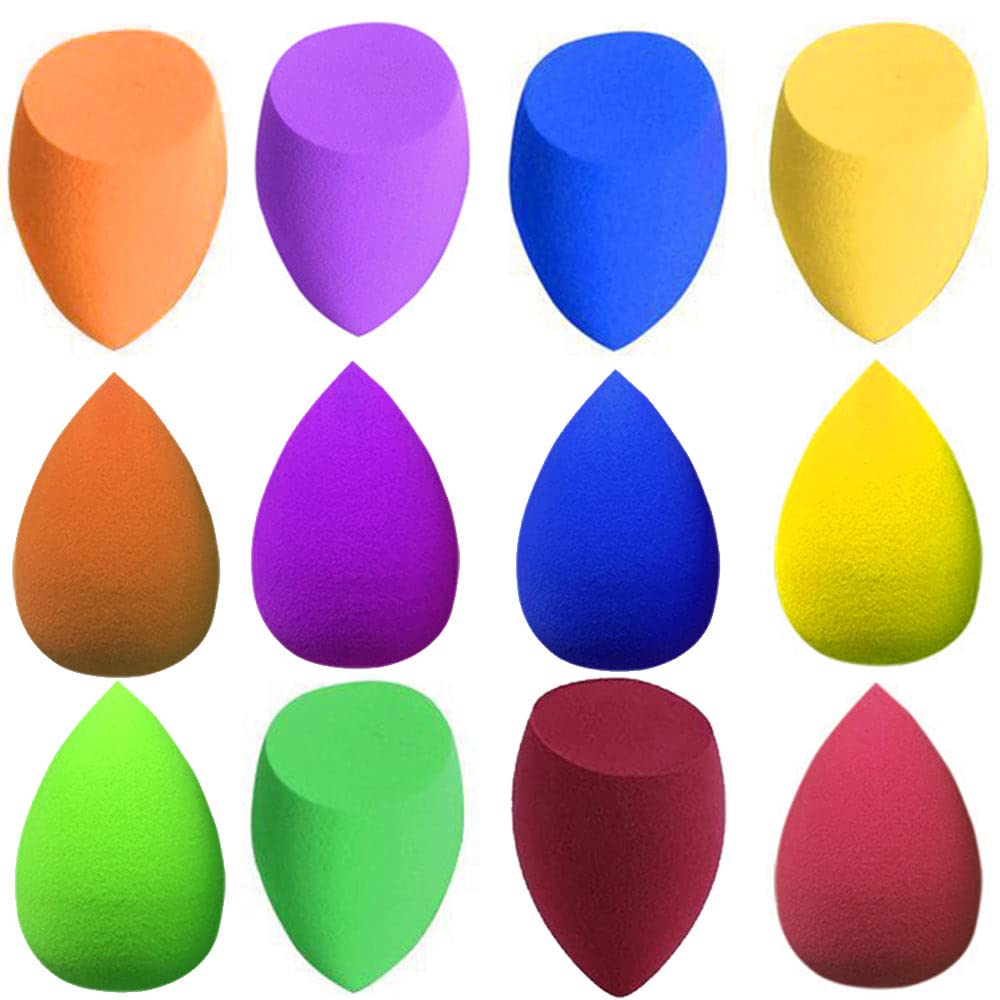 12 Pcs Makeup Sponge Set - Soft Beauty Blender for Liquid Foundation, Cream & Concealer - 6 Color Non-Latex Makeup Sponges for Flawless Blending - Perfect for Daily Makeup, Professional Use & Travel