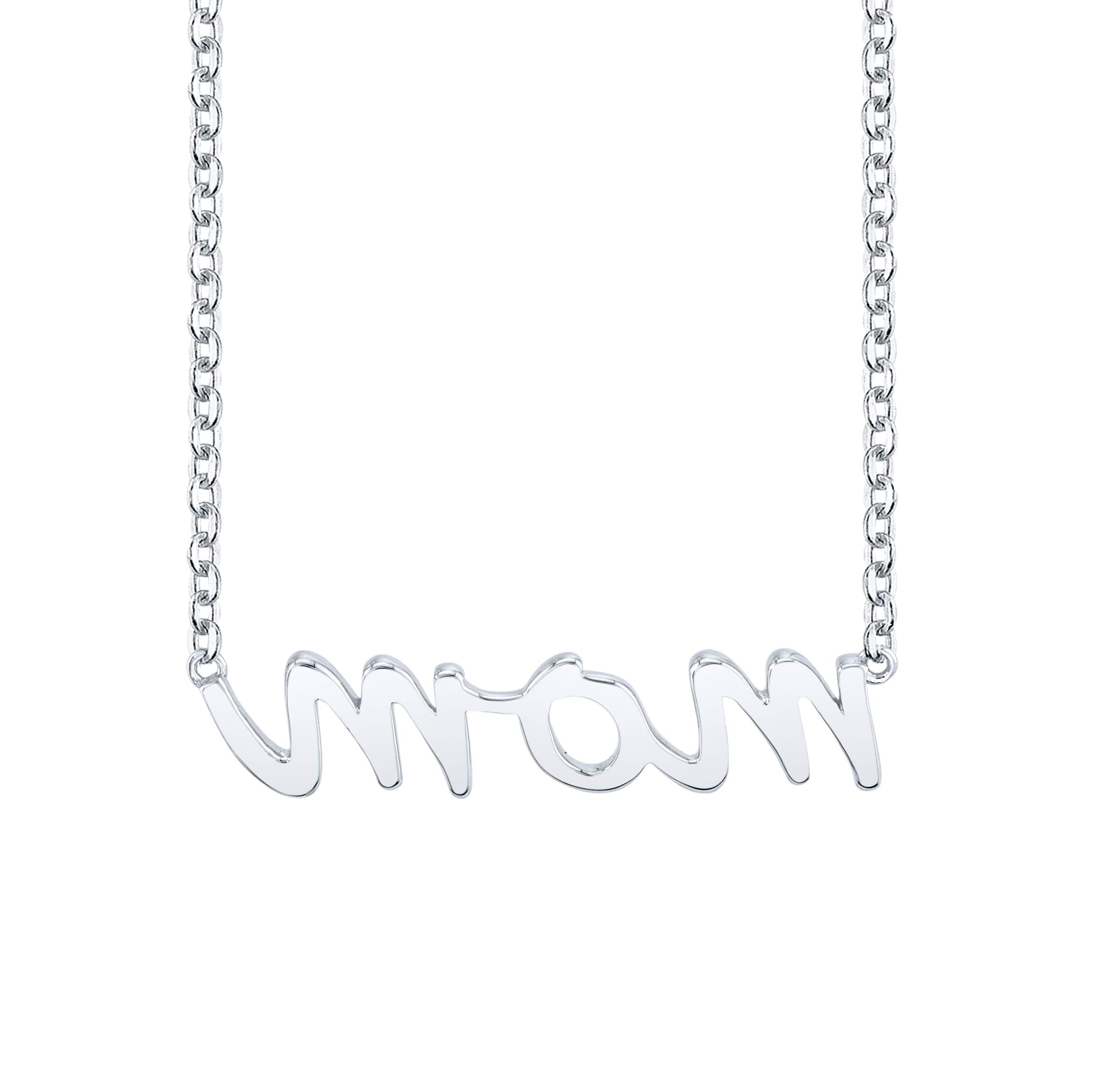 SERAFINA Diamond Name Charm Pendant Necklace for Women - 925 Sterling Silver Personalized Name Necklace with Natural Diamonds - 16