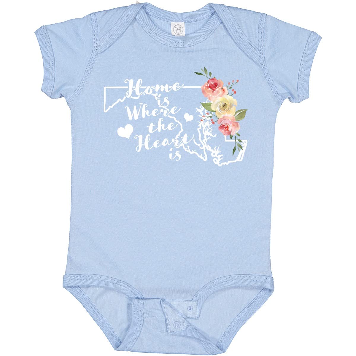 Inktastic Maryland Home Is Where the Heart Is Watercolor Baby Bodysuit - Soft Cotton Infant Onesie for Newborns, Cute Gift for Baby Showers & Family Photos