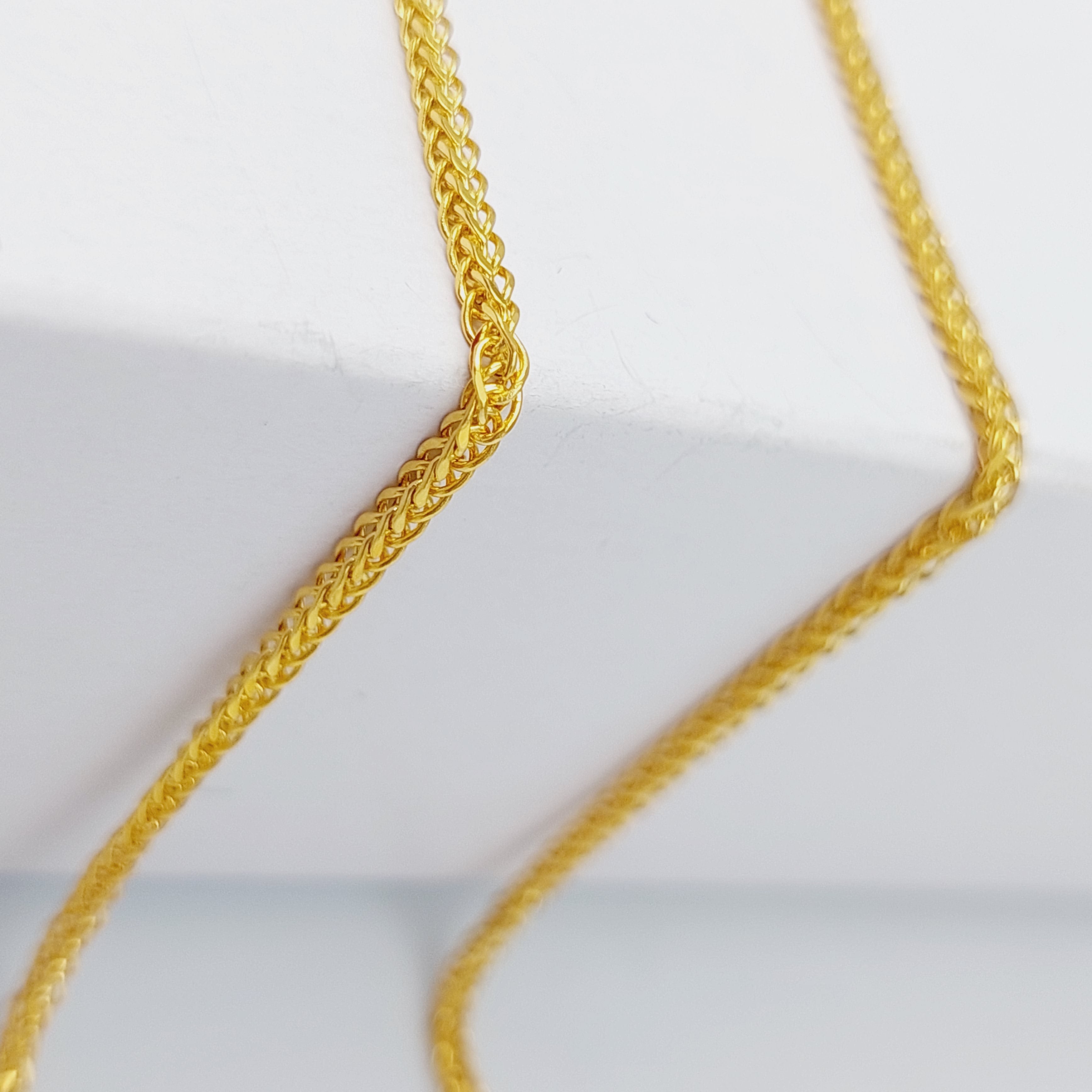 50cm Franco Thin Chain Necklace for Women - Elegant Gold Plated Stainless Steel Jewelry - Perfect for Parties, Weddings & Everyday Wear