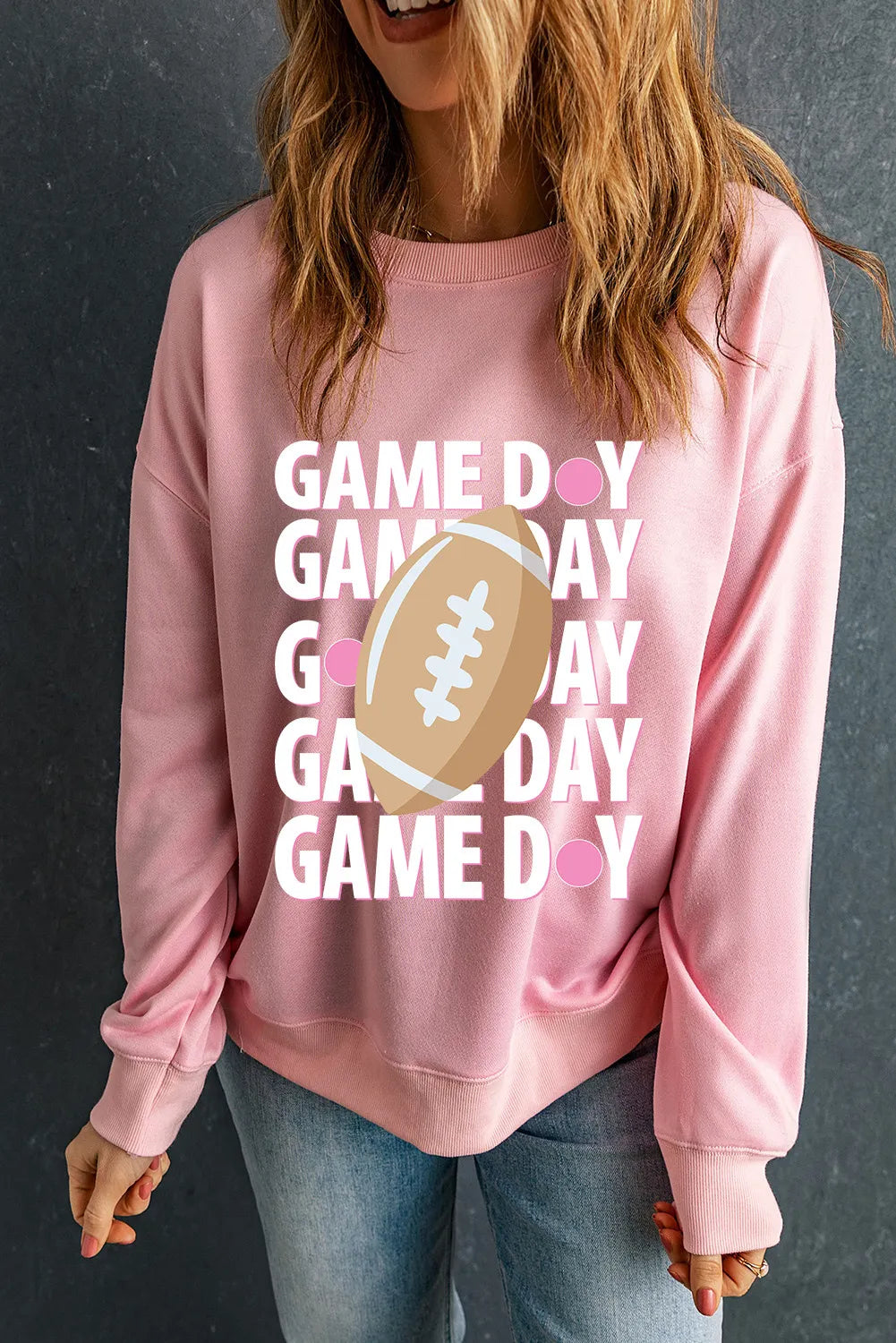 Game Day Round Neck Long Sleeve Sweatshirt - Comfortable Pullover for Sports Fans, Casual Wear & Outdoor Activities