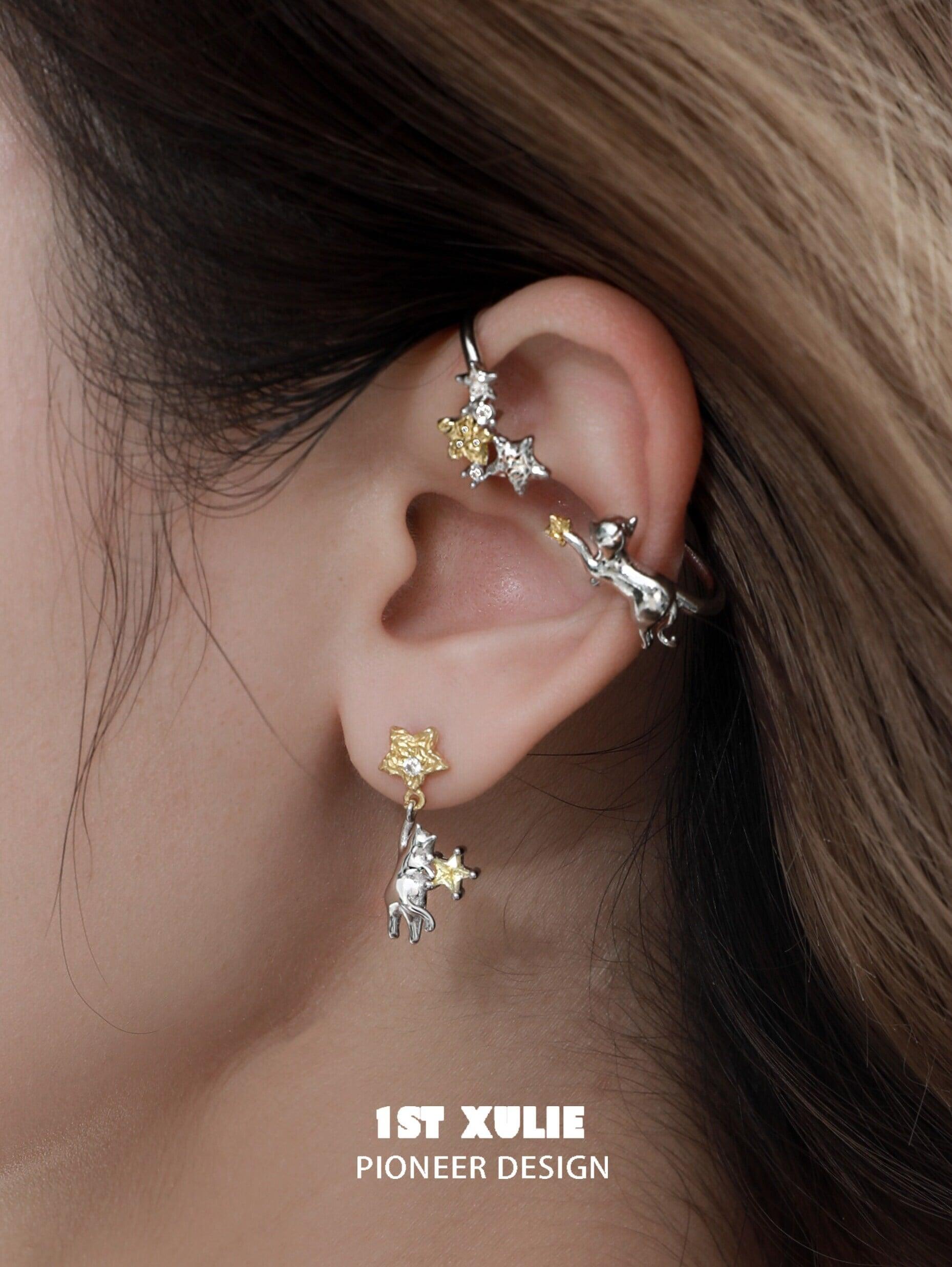 18K Gold Plated Cat Ear Clips - Elegant Cat-Themed Jewelry for Women | Perfect for Parties, Gifts & Everyday Wear