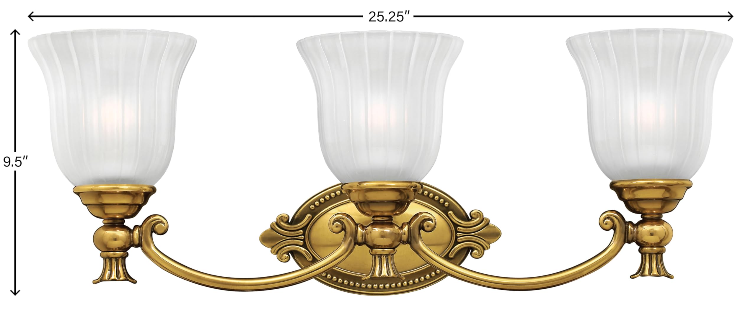 Hinkley Francoise Collection Traditional 3-Light Bathroom Vanity Light Fixture in Burnished Brass - Perfect for Classic Bathroom Decor and Vanity Lighting