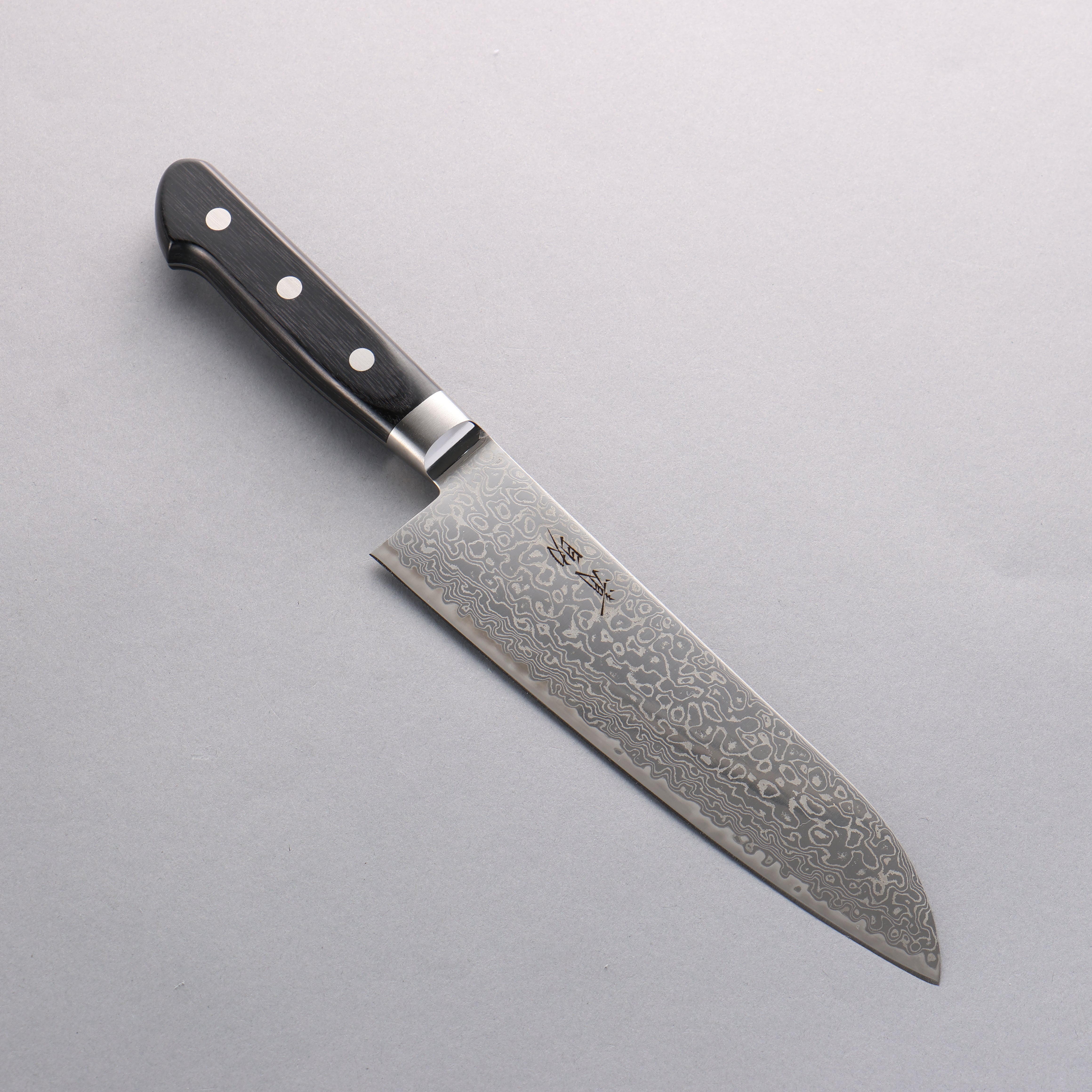 Premium AUS10 Damascus Santoku Knife 180mm - Mirrored Finish, Black Pakka Wood Handle - Japanese Kitchen Knife for Professional Chefs & Home Cooking - Perfect for Slicing, Dicing & Chopping Vegetables, Meat & Fish