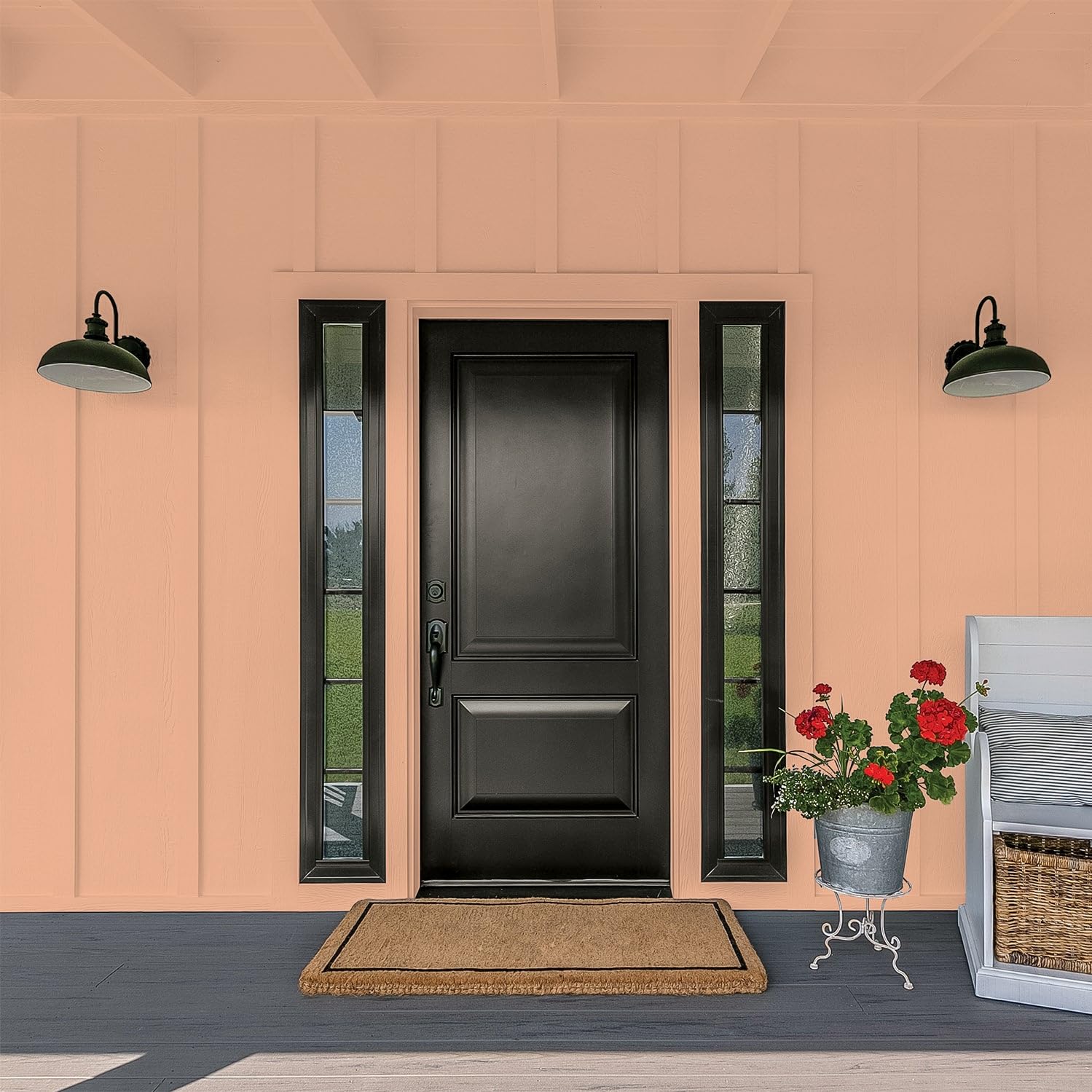 Glidden Exterior Paint and Primer in One - Peach Orange Maple Flat Finish, 5 Gallon Bucket, One Coat Coverage for Houses, Fences & Outdoor Projects