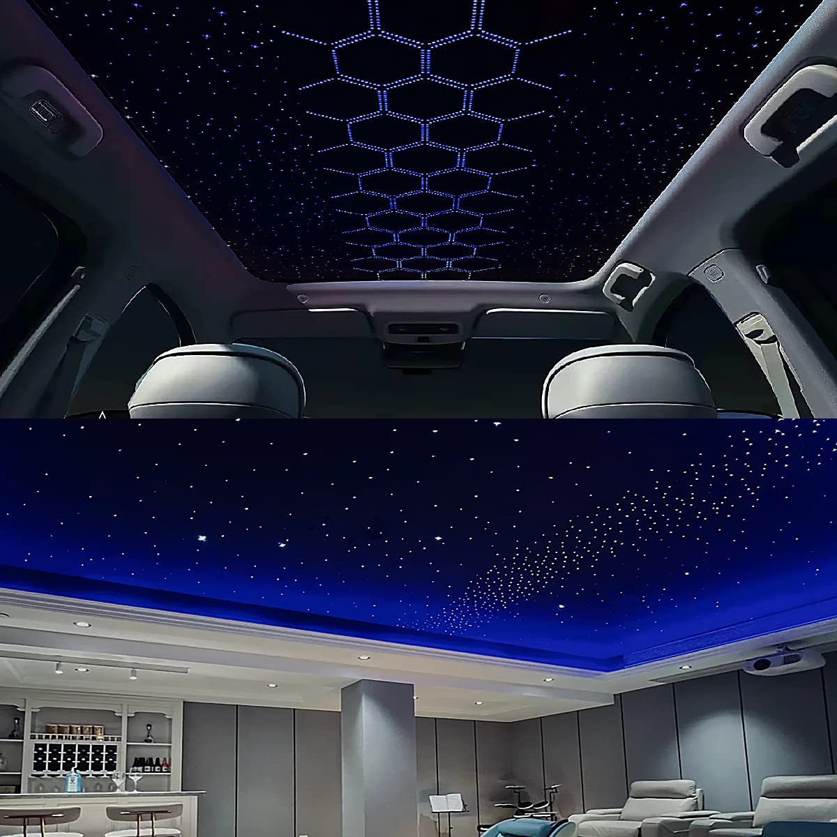 AKEPO 16W RGBW APP & Music Sync Fiber Optic Star Ceiling Light Kit - 550pcs 0.03in Fibers, 13.1ft/4m Length for Car Headliner & Home Decor | Bedroom, Theater, Party Lighting