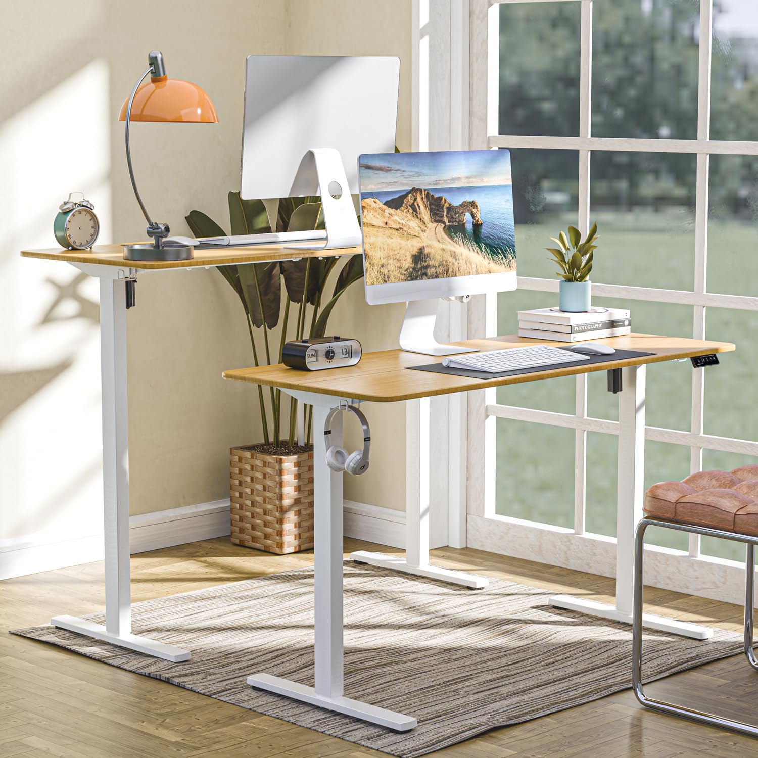 ERGOMAKER Single Motor Electric Height Adjustable Standing Desk Frame - Sit Stand Desk Legs for Home Office & Workspace, White - Perfect for Computer Work, Gaming & Study Setup