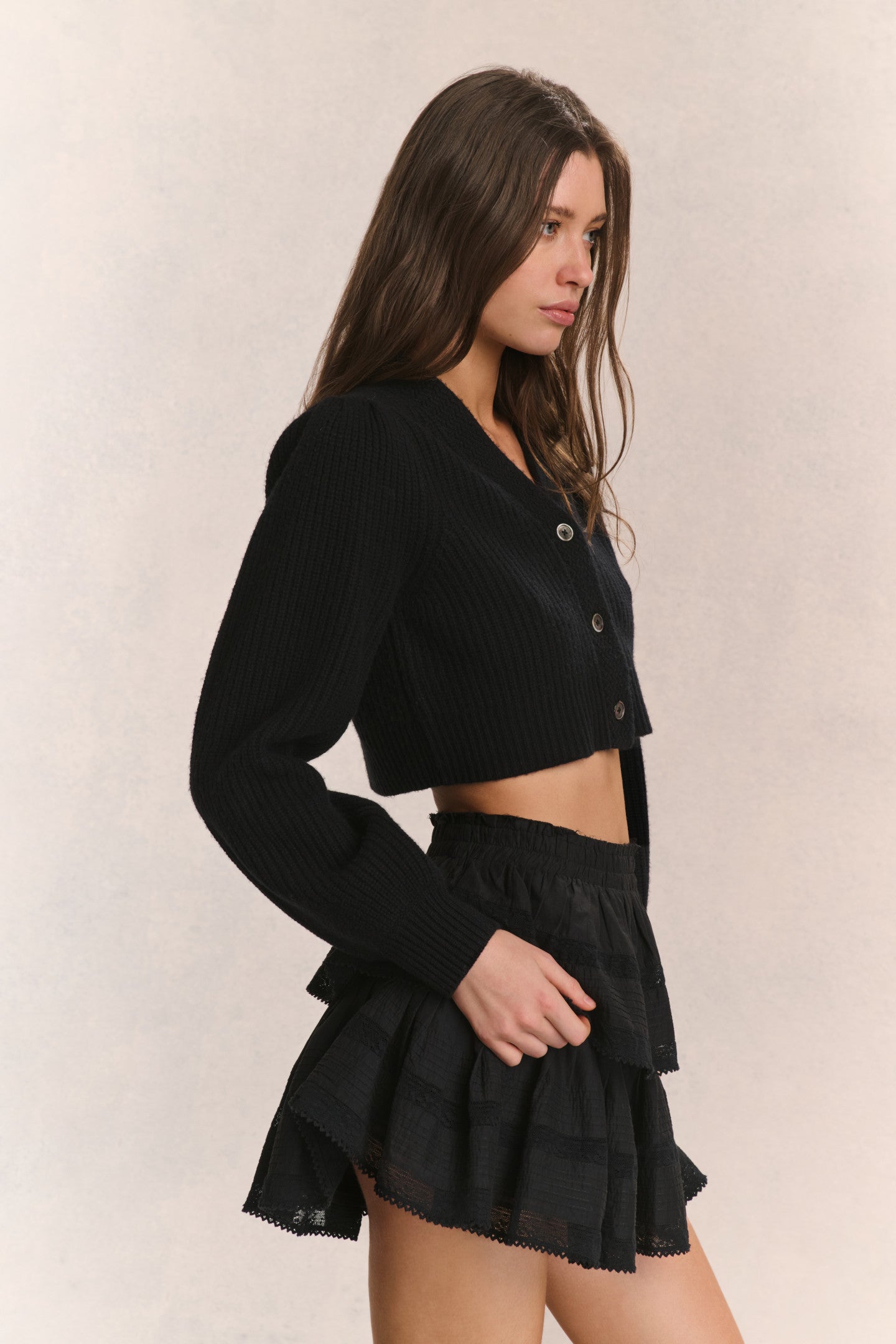 Avignon Crop Cardigan for Women - Soft & Stylish Black Knit Cardigan | Perfect for Layering, Office Wear & Casual Outfits