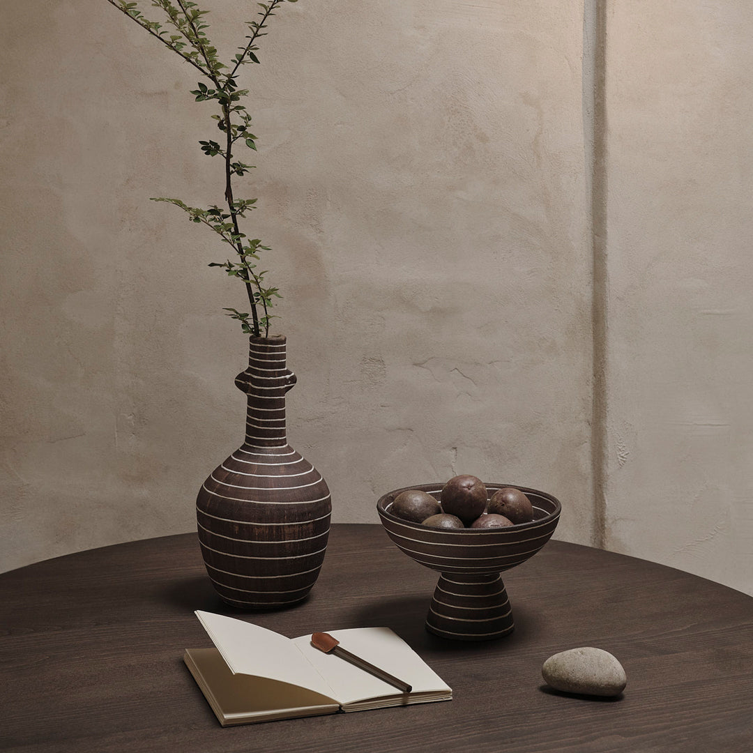 Ferm Living Brura Bowl - Handmade Ceramic Serving Bowl for Salads, Pasta & Desserts - Perfect for Dining, Entertaining & Kitchen Decor