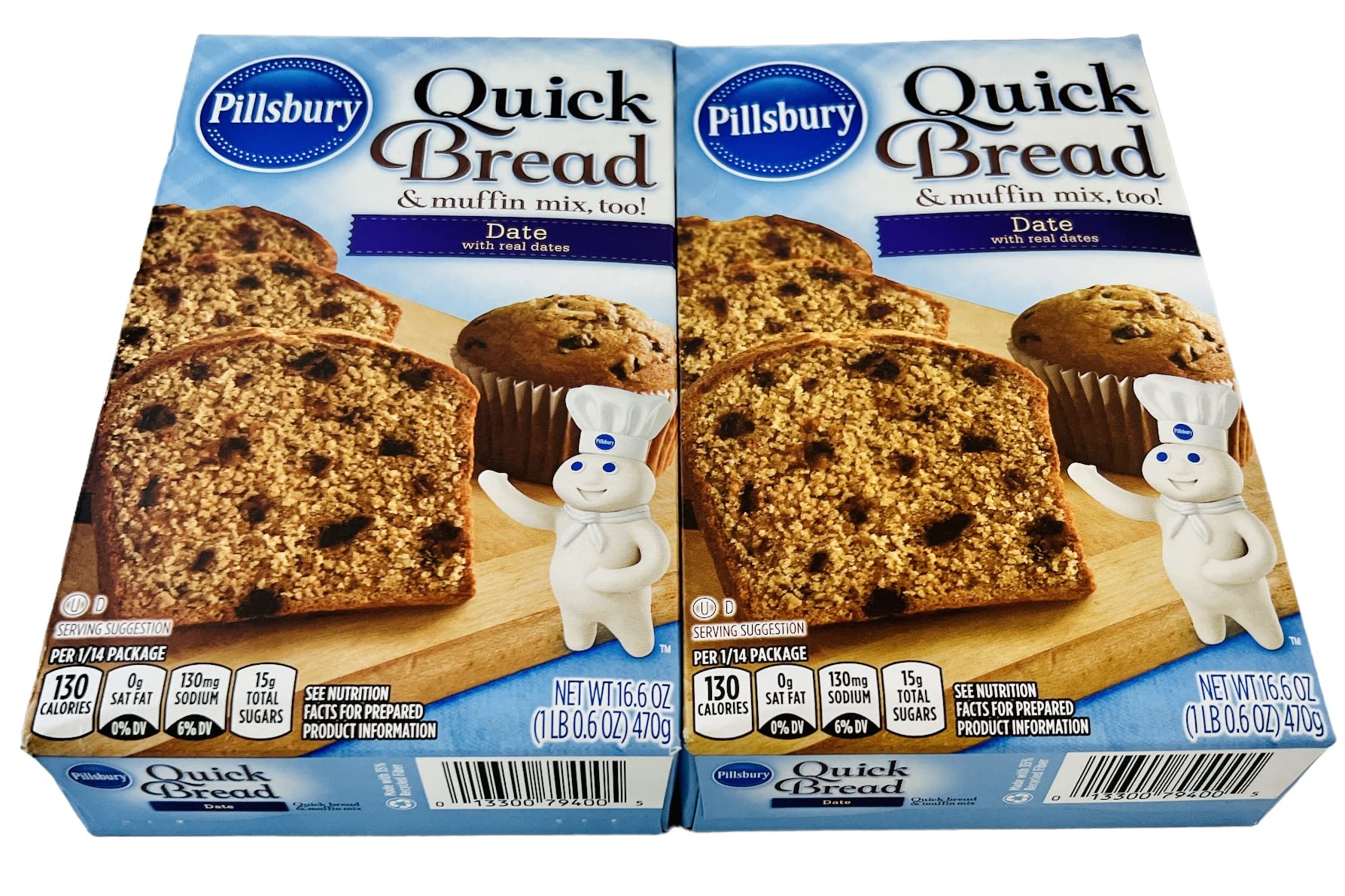 Pillsbury Date Quick Bread & Muffin Mix Bundle - 2 Pack with Free Reusable Storage Bag | Perfect for Baking, Breakfast, Snacks & Holiday Gifts