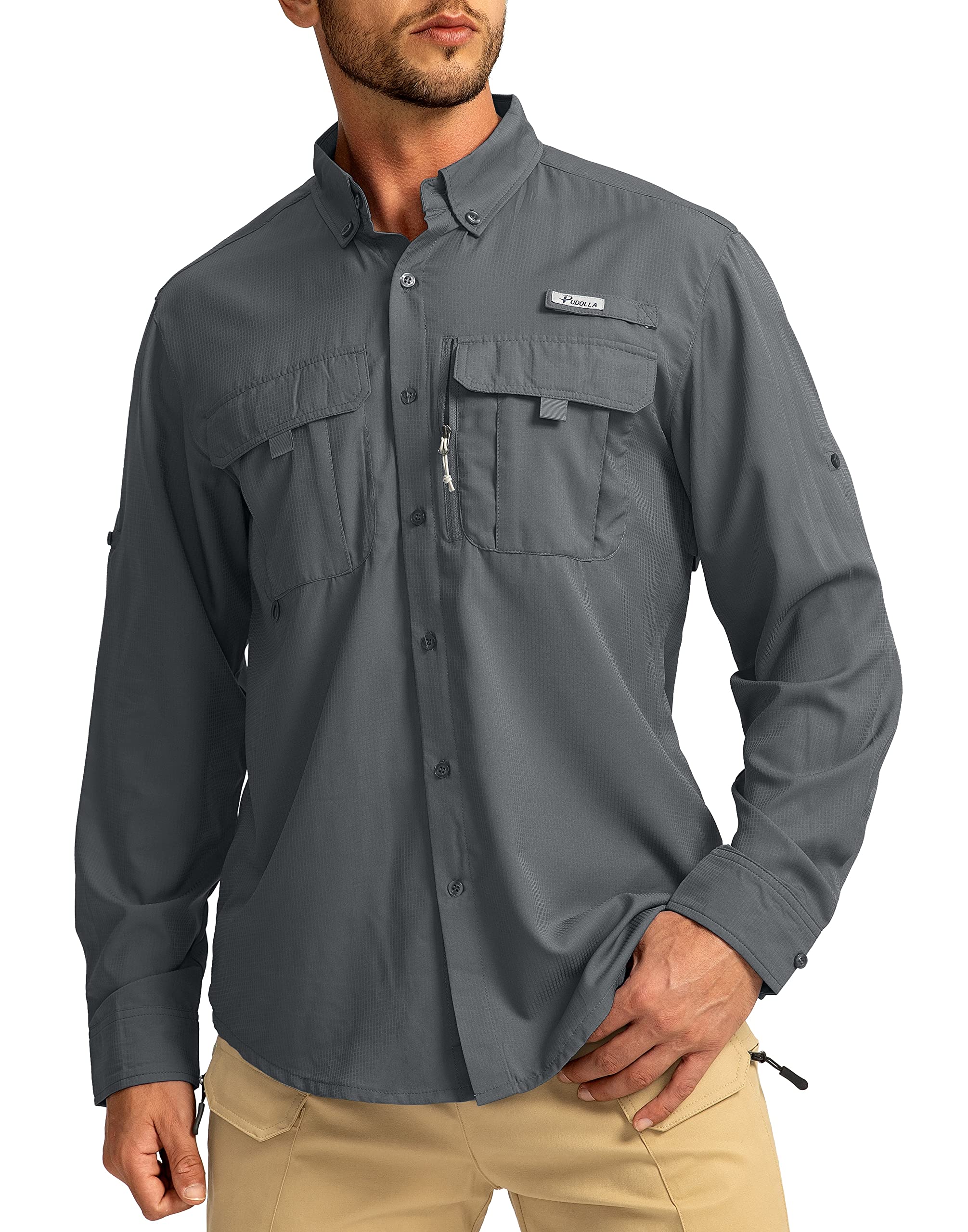 UPF50+ Men's Fishing Shirts Long Sleeve Sun Protection for Outdoor Work & Travel