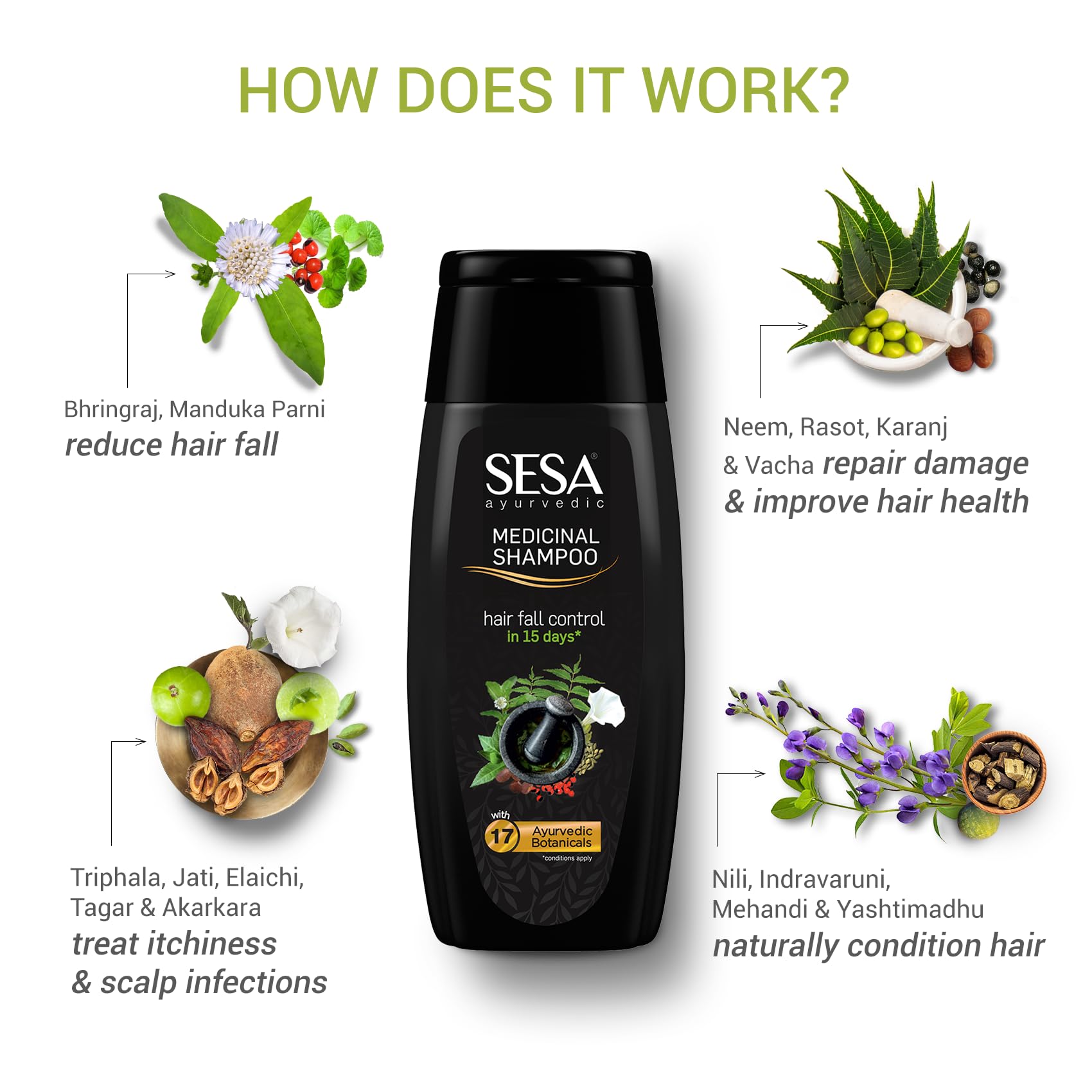 **SESA Ayurvedic Hair Oil & Medicinal Shampoo Combo Pack (200ml Each) – Controls Hair Fall, Nourishes Scalp, Promotes Hair Growth for Men & Women – Perfect for Daily Hair Care & Scalp Treatment**