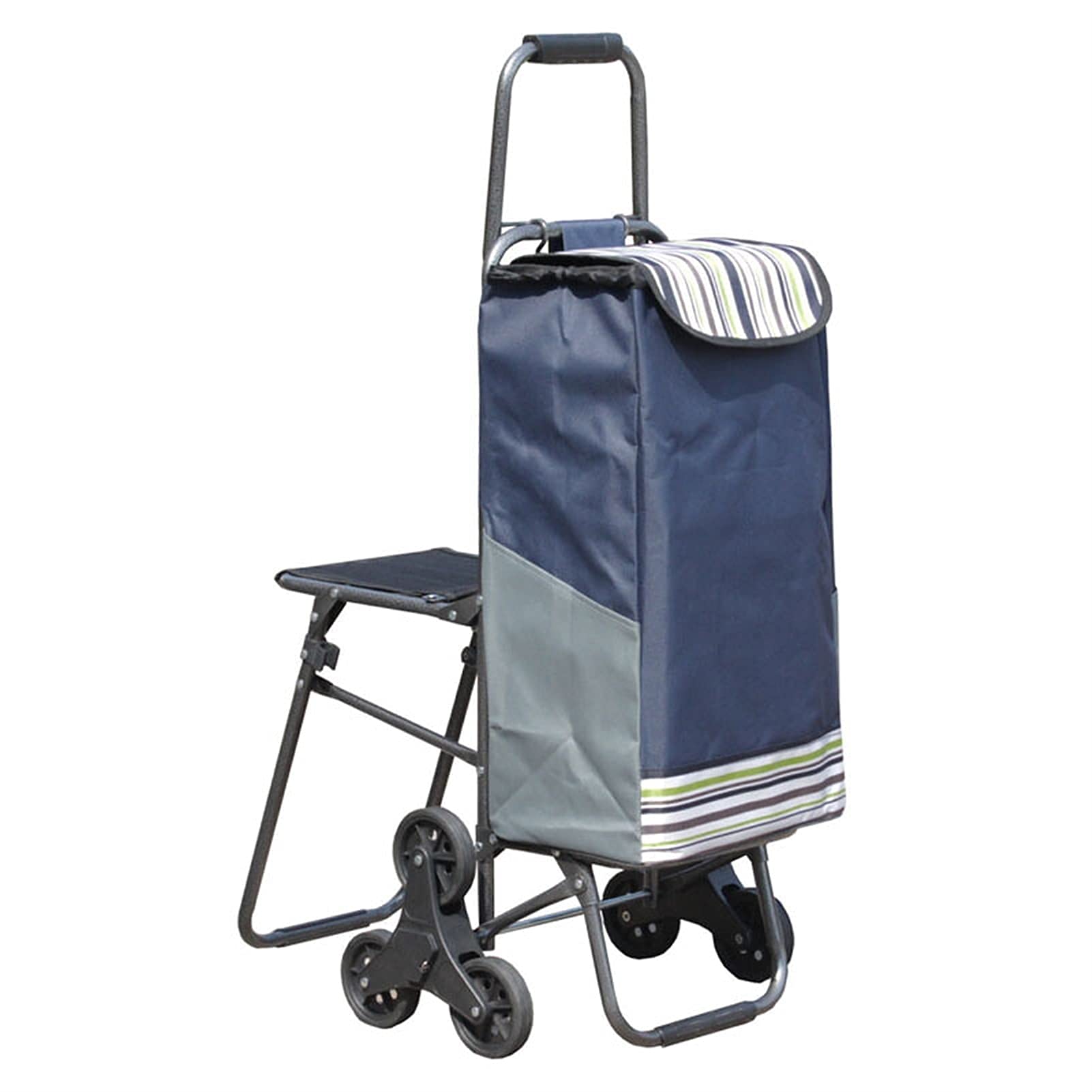 Heavy Duty Folding Shopping Cart with Wheels - Grocery Utility Trolley for Supermarket, Laundry & Luggage - Portable & Durable (Blue) | Ideal for Grocery Shopping, Laundry Day & Travel