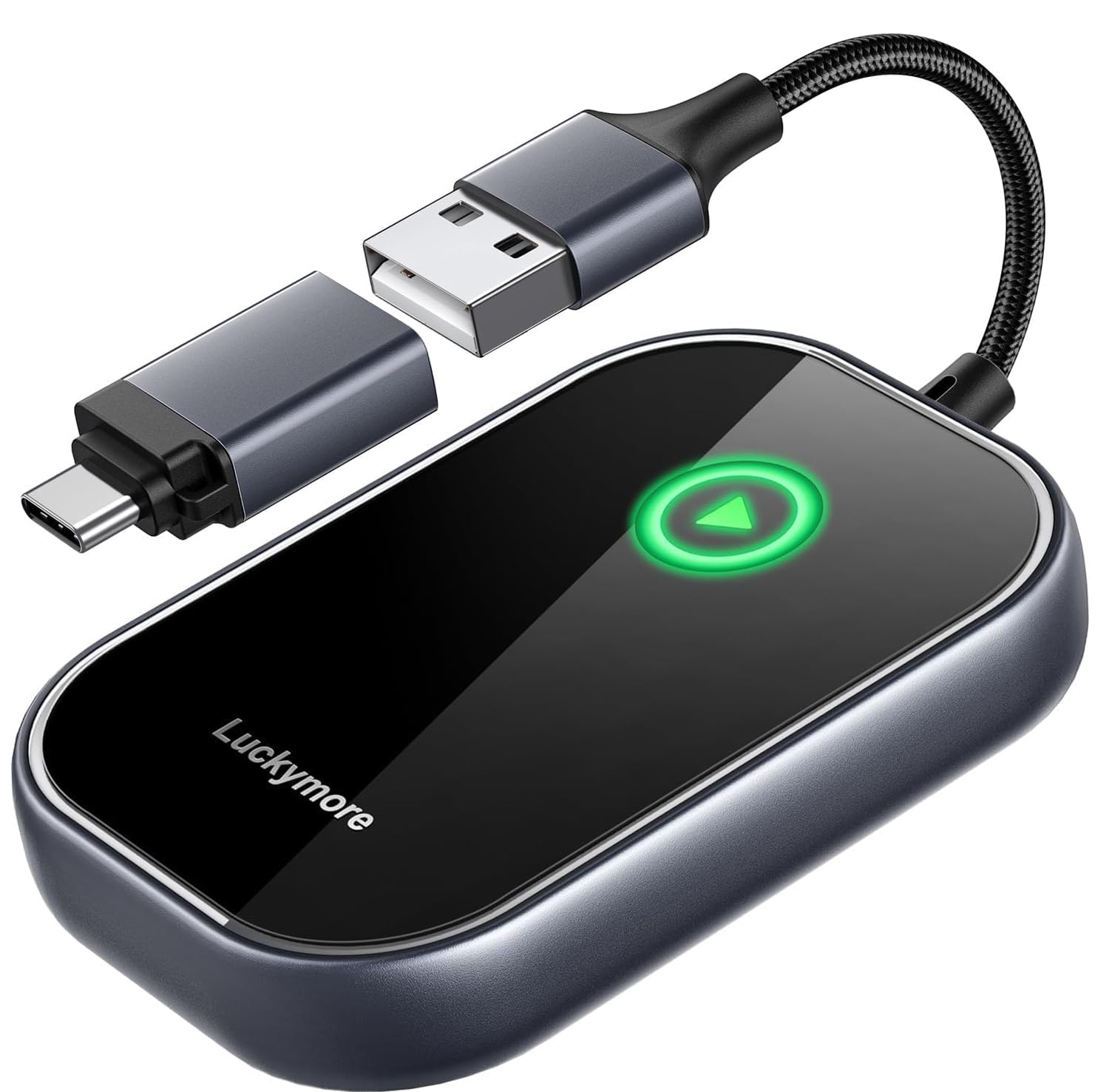 Luckymore Wireless CarPlay Adapter - Convert Wired to Wireless CarPlay Dongle for iPhone iOS 10+, Plug & Play for Cars 2017+ Models - Enjoy Hands-Free Navigation, Music & Calls While Driving
