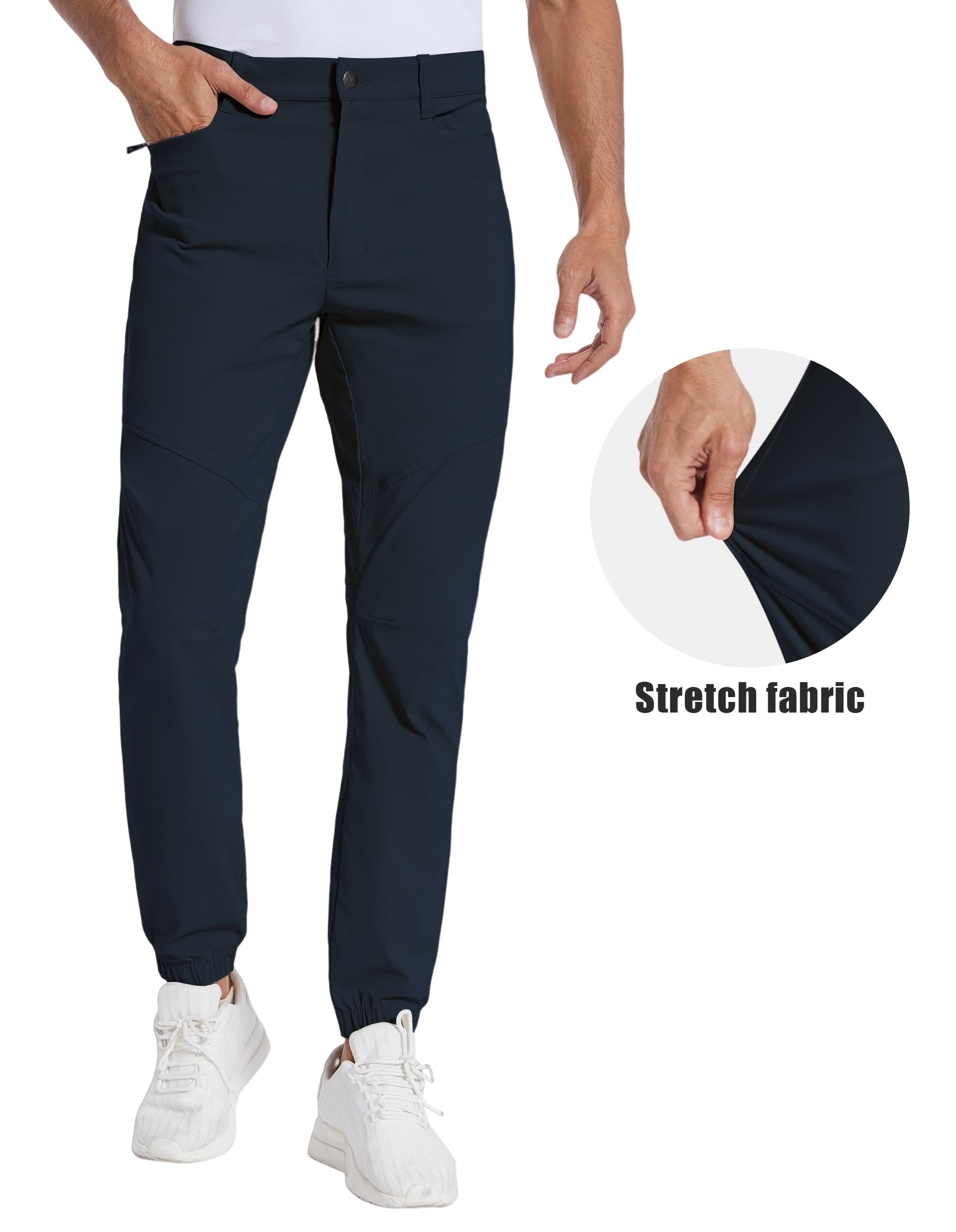PULI Men's Stretch Golf Joggers - Waterproof Slim Fit Pants with 4 Pockets for Hiking, Travel & Work | Comfortable Casual & Athletic Wear for Outdoor Activities