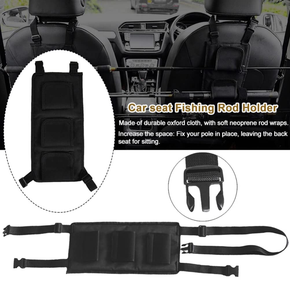VICASKY 2-Pack Car Fishing Rod Storage Bag - Adjustable Back Seat Organizer with Neoprene Padding | Perfect for Vehicle Fishing Gear & Phone Stand | Ideal for Road Trips, Camping & Outdoor Adventures