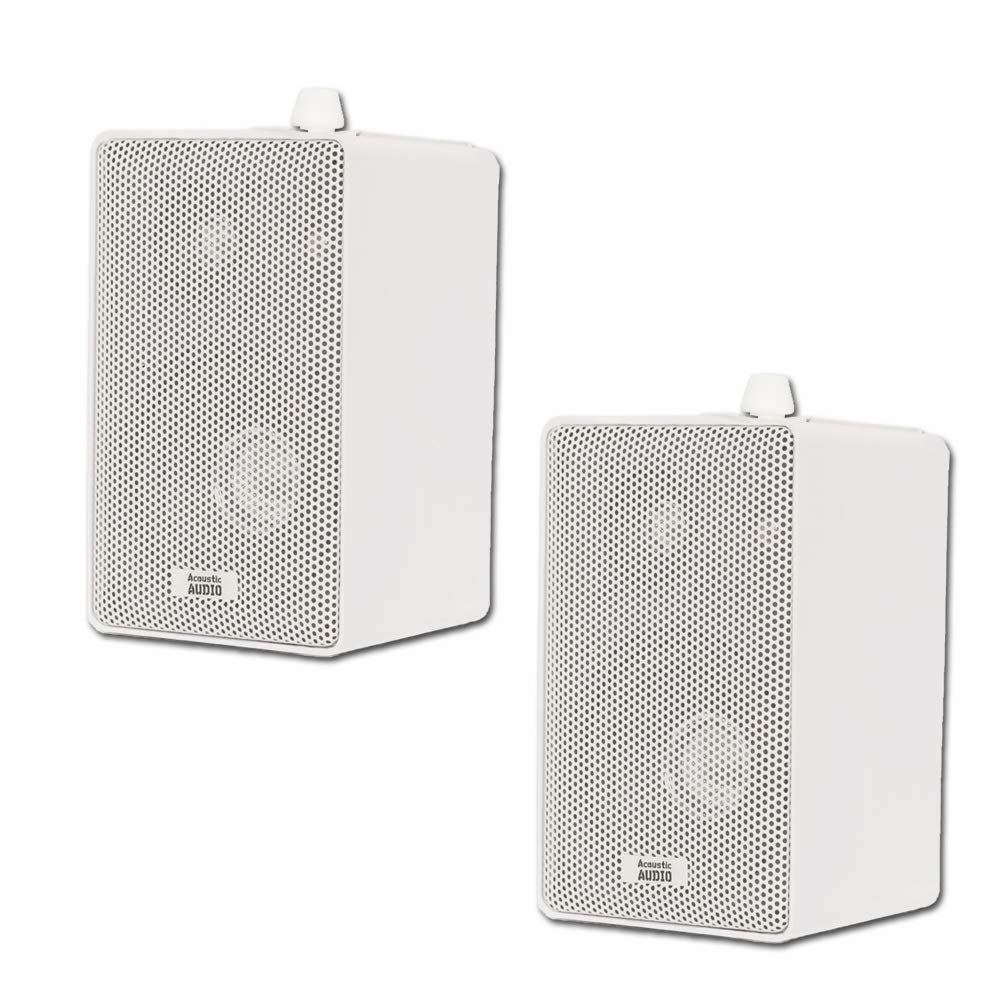 Goldwood 251W Indoor/Outdoor 3-Way Speakers - 400W High Power White Pair - Perfect for Home Theater, Patio & Backyard Parties