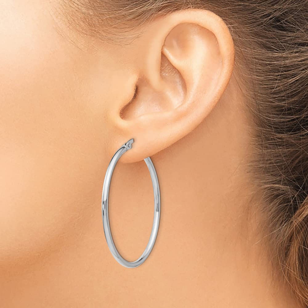 925 Sterling Silver Hinged Hoop Earrings - 41mm x 39mm - Elegant Dangle Earrings for Women - Perfect for Parties, Weddings & Everyday Wear