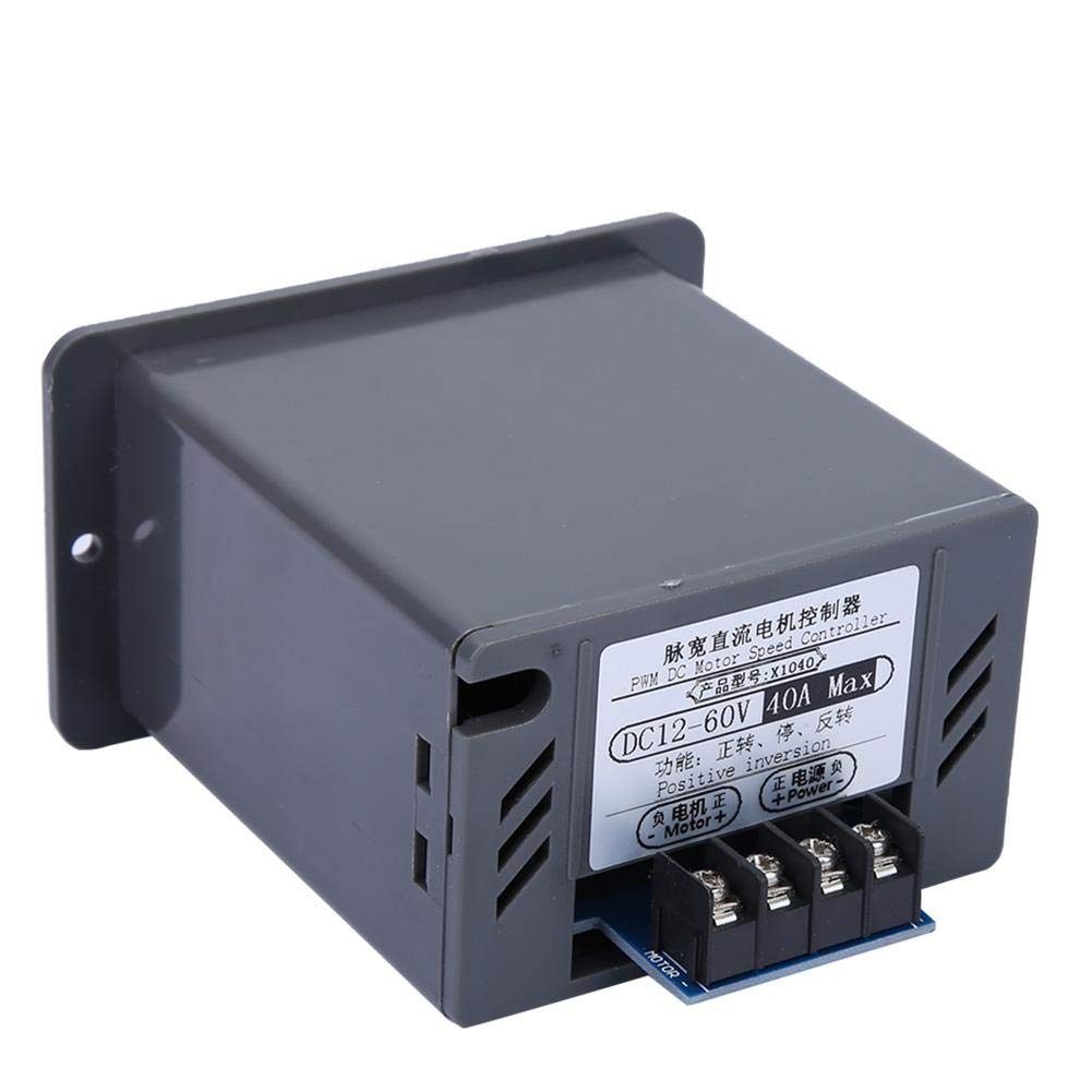 DC 12-60V 40A PWM Motor Speed Controller with CW/CCW Reversible Switch - Variable Speed Control for Brush Motors, DIY Robotics, CNC Machines, and Power Tools