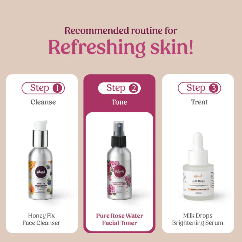 Organic Rosewater Facial Toner for Hydration & Glow - Alcohol-Free Skin Refresher for Dry & Sensitive Skin | Perfect for Morning Routine, Post-Workout & Travel Skincare