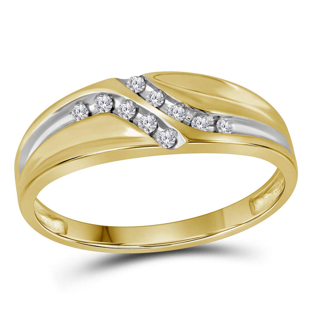 10kt Yellow Gold Men's Round Diamond Double Row Slender Wedding Band - 1/8 CTW Dazzlingrock Collection - Perfect for Weddings, Anniversaries & Special Occasions