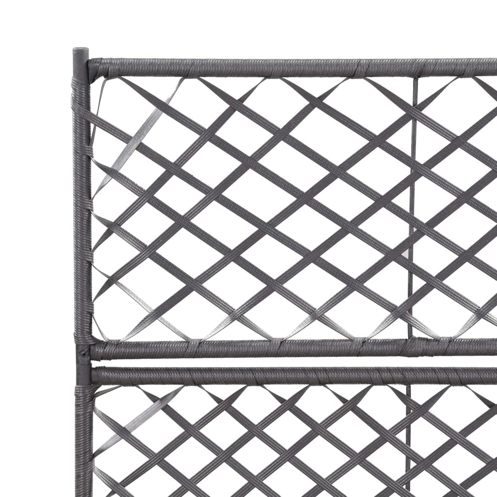 Black Poly Rattan Freestanding Raised Garden Bed with Trellis & 2 Pots - 22.8x11.8x42.1 Inch Outdoor Planter for Patio, Balcony & Backyard Gardening - Perfect for Growing Vegetables, Flowers & Climbing Plants