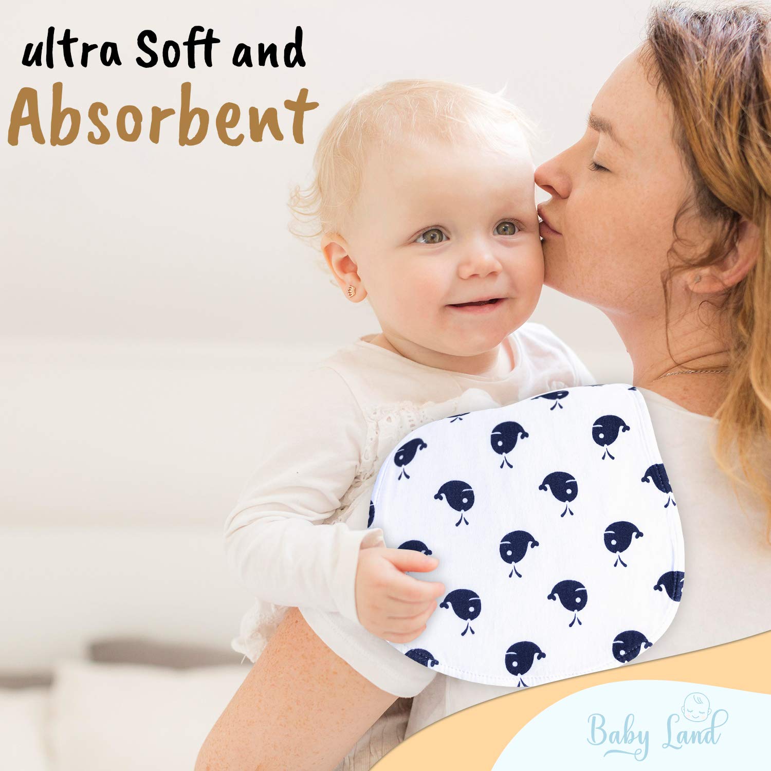 Organic Baby Burp Cloths - 5-Pack Ultra Absorbent Burping Cloths for Newborns | Soft Spit-Up Rags & Nursing Towels for Boys & Girls | Perfect for Feeding, Burping & Mess-Free Care