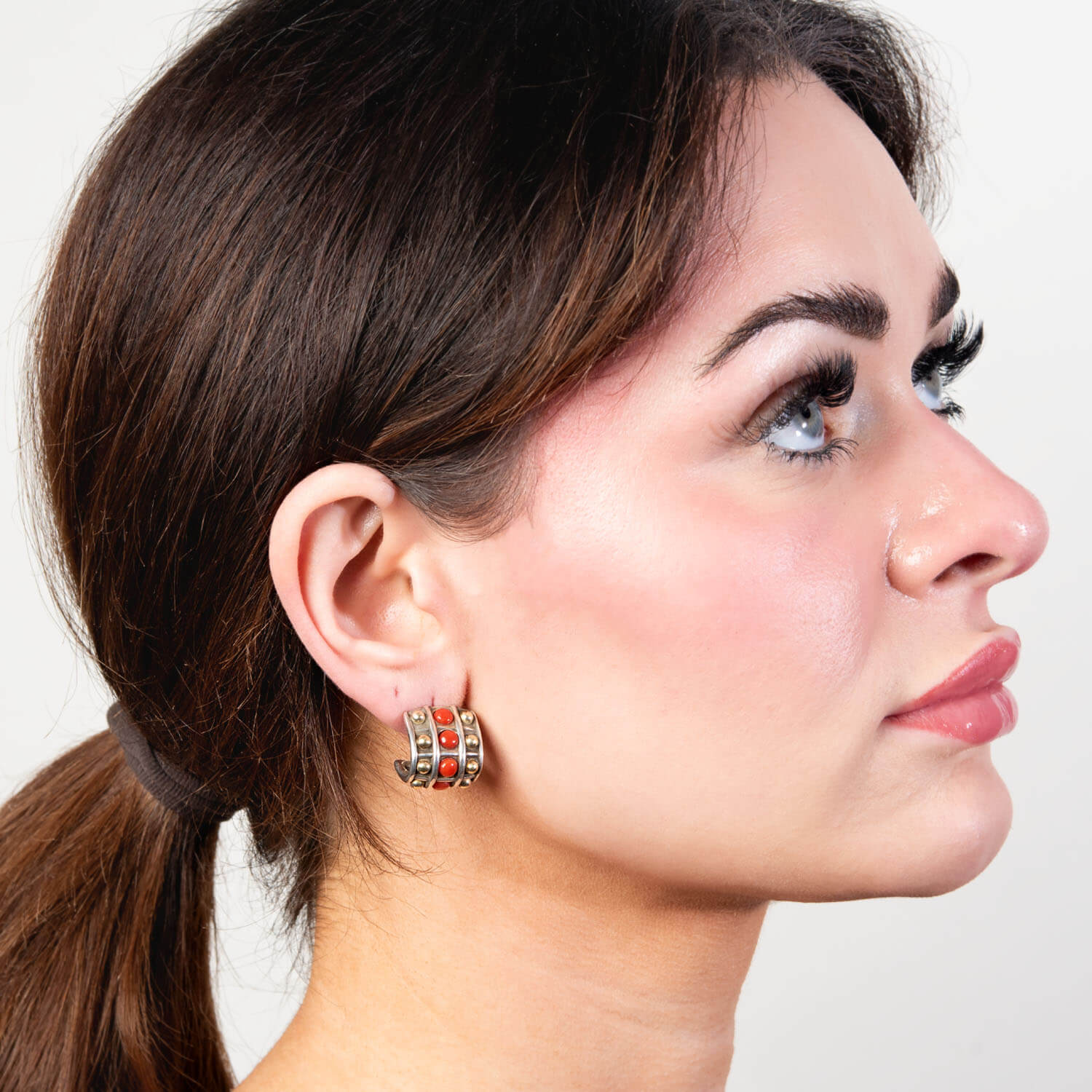 LAGOS Estate 18K Gold & Sterling Silver Coral Checkerboard Dangle Earrings for Women - Elegant Jewelry Gift for Wedding, Party & Special Occasions