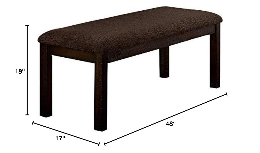 Benjara BM230635 18 Inch Padded Bench with Solid Wood Frame, Brown - Perfect for Entryway, Bedroom, or Living Room Seating