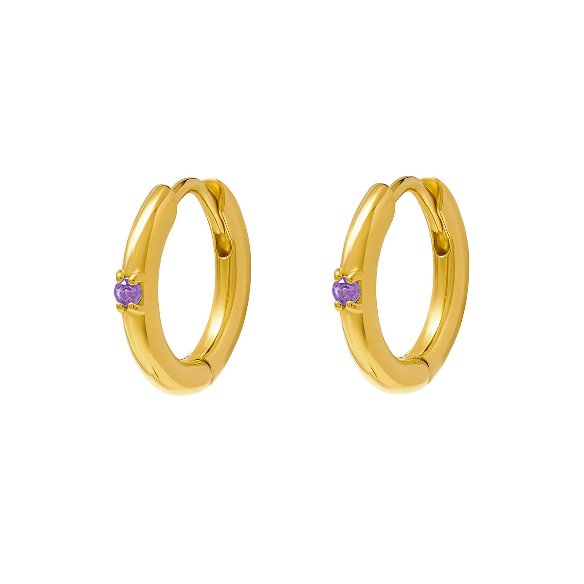 Comet Amethyst Huggie Hoop Earrings - 14K Gold Plated Minimalist Huggie Hoops for Women - Perfect for Everyday Wear, Date Nights & Special Occasions