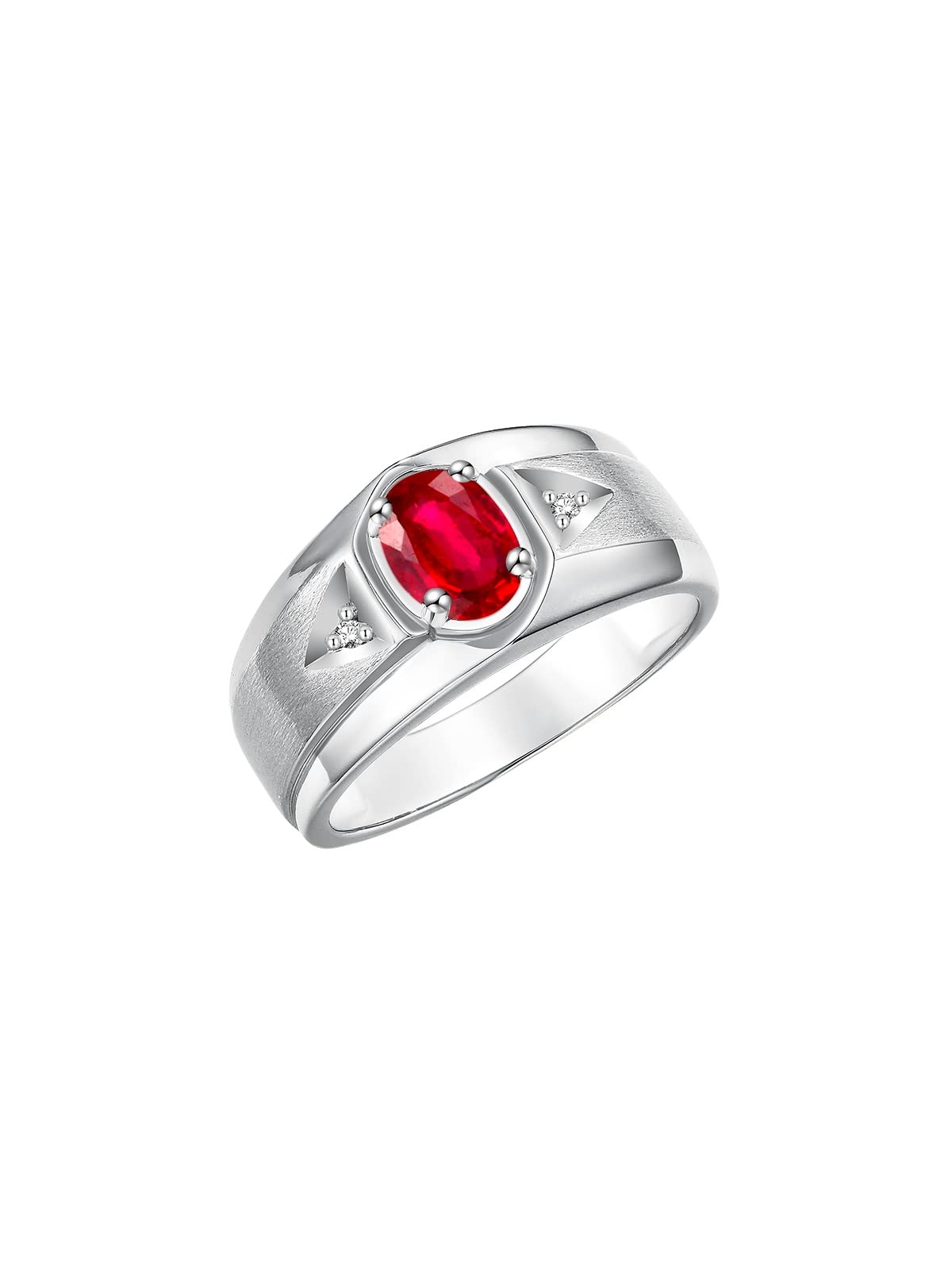 Rylos Men's Sterling Silver 7X5MM Oval Gemstone & Diamond Ring - Classic Birthstone Jewelry for Men, Sizes 8-13 | Perfect for Weddings, Anniversaries & Special Occasions
